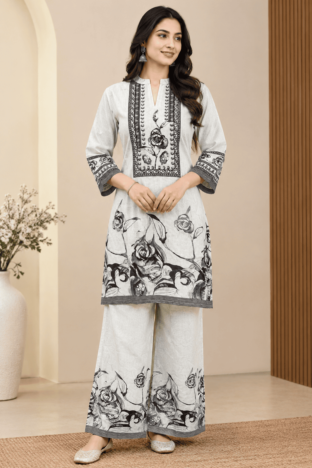 Kamal Exclusive - Ivory Bloom Floral Co-Ord Set