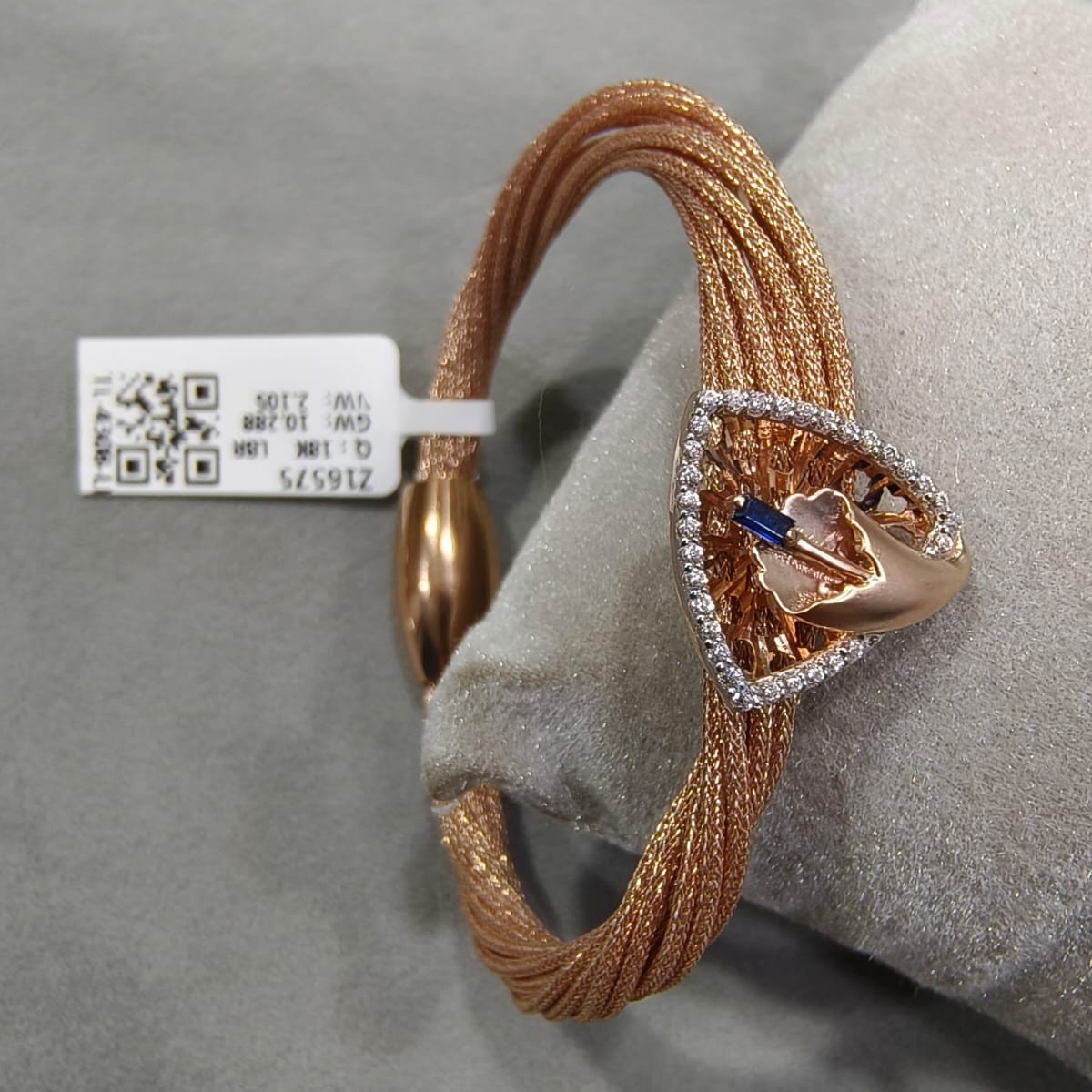 Kimtee Jewellers - 18K Rose Gold Blue Leaf Imported Women Bracelet