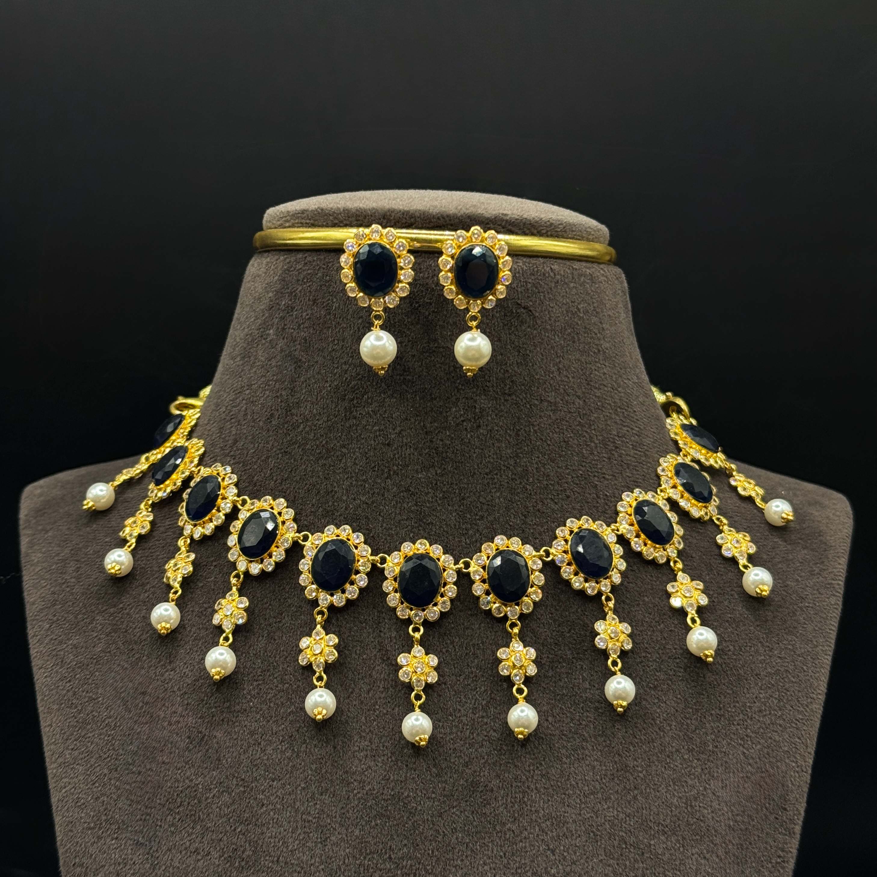 Kimtee Jewellers - Blue Pearl Necklace Set
