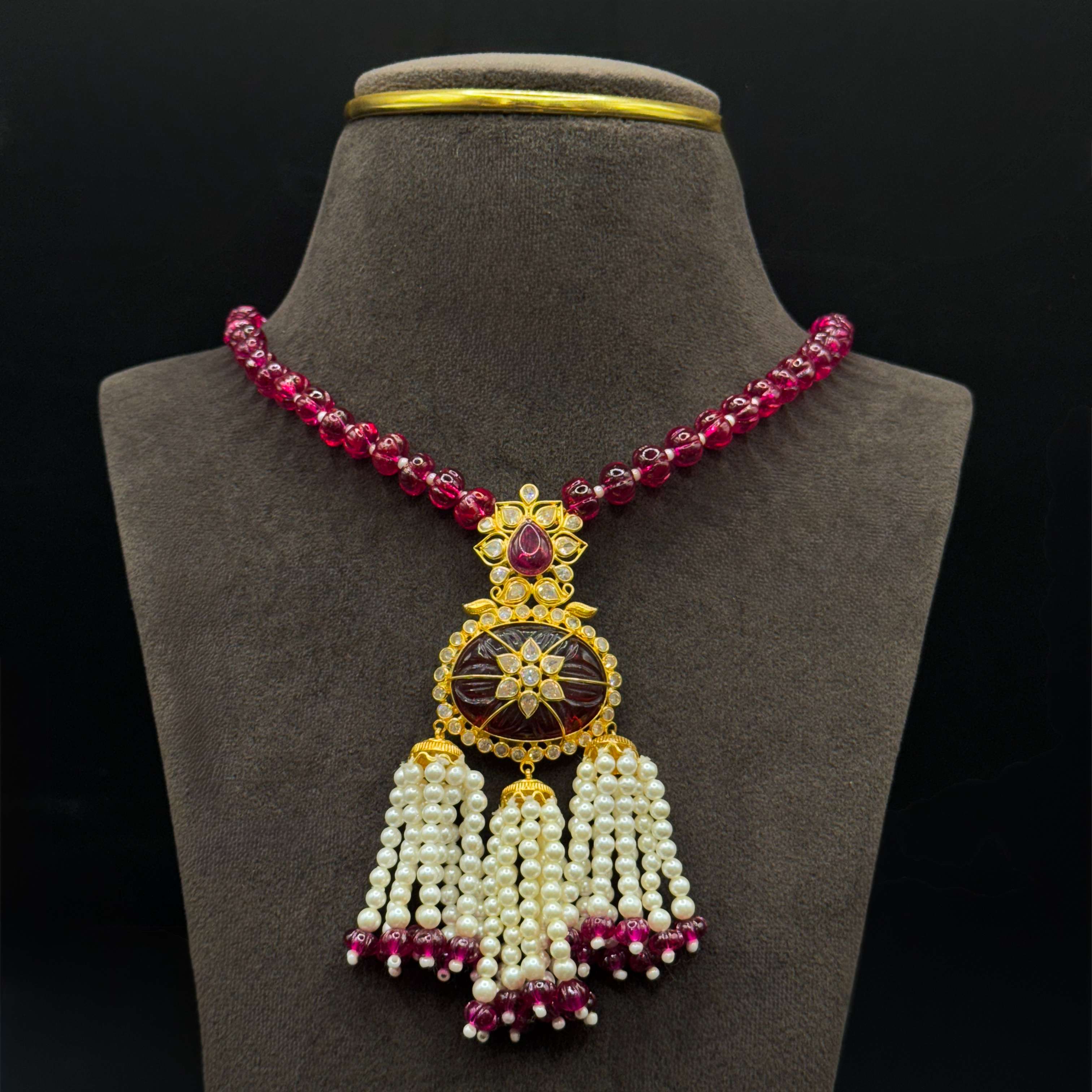 Kimtee Jewellers - Red Coral Beads Pearl 916 Gold Mala