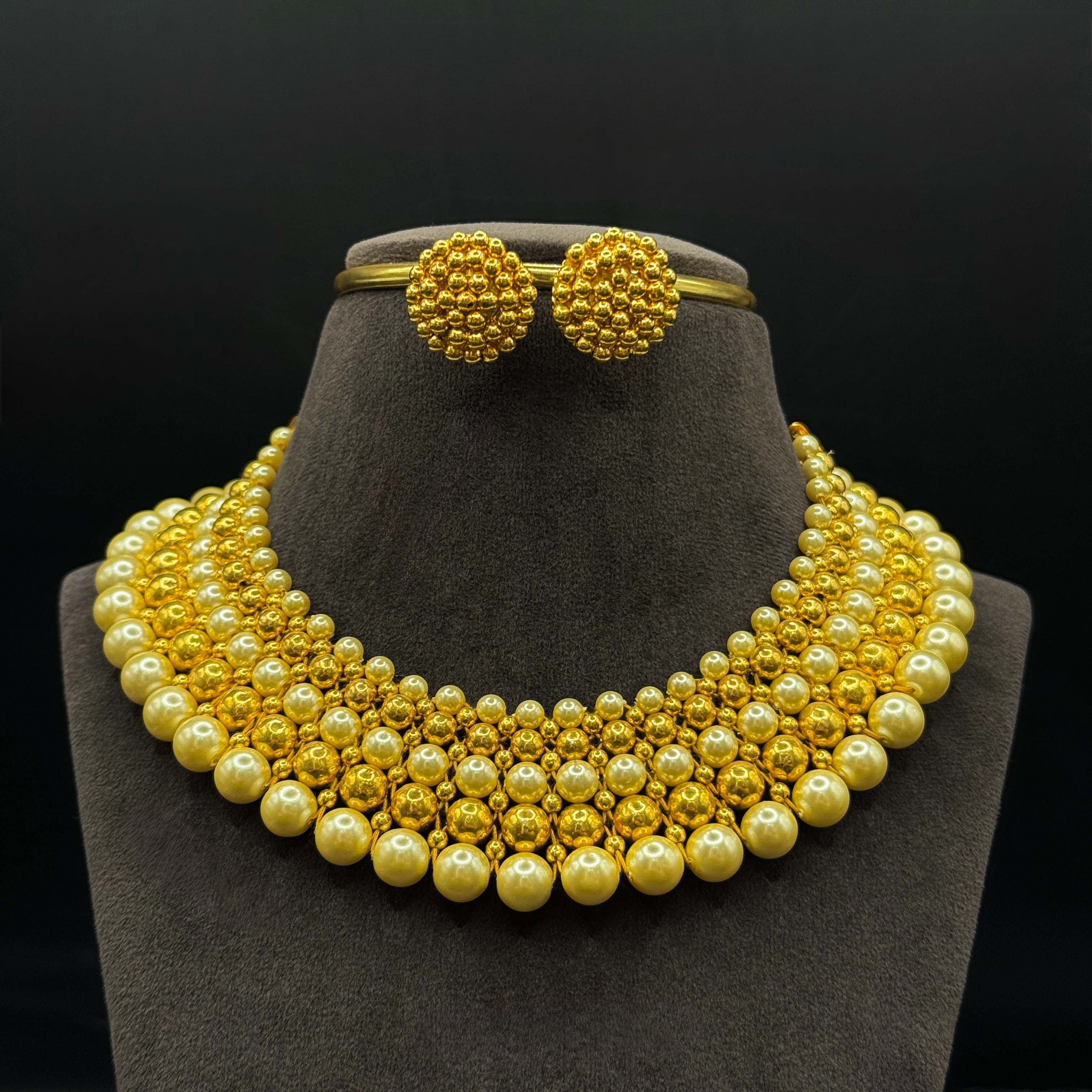 Kimtee Jewellers - Lightweight Gold Pearl Chattai Set