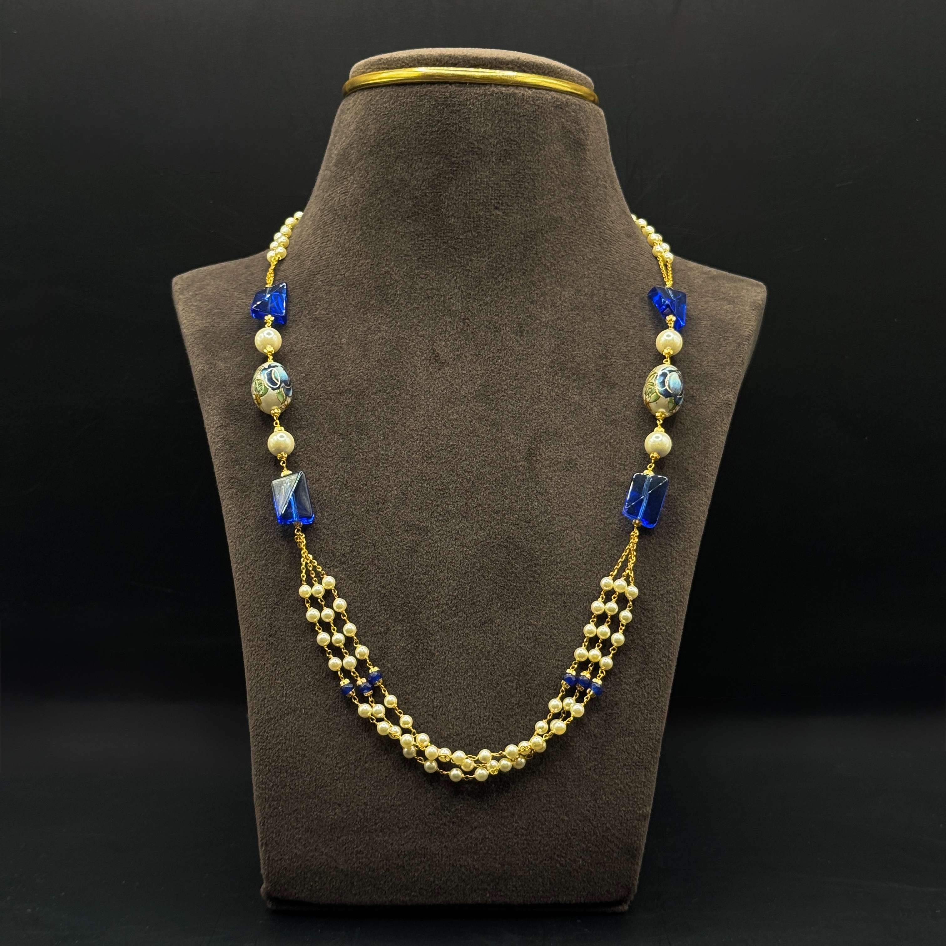 Kimtee Jewellers - Fancy Blue Pearl 916 Gold Mala