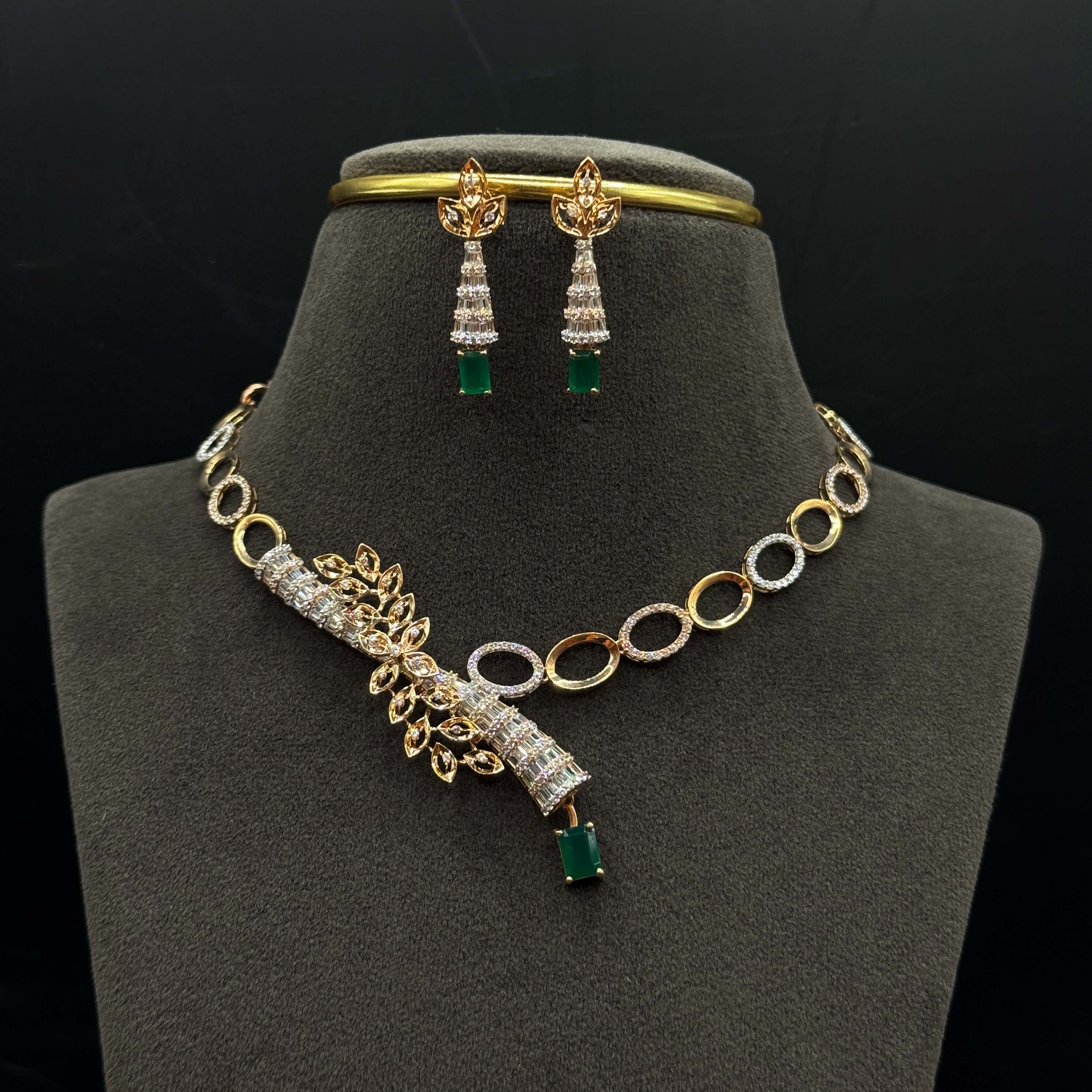 Kimtee Jewellers - Fancy Exclusive Rose Gold 18K Swarovski Necklace Set