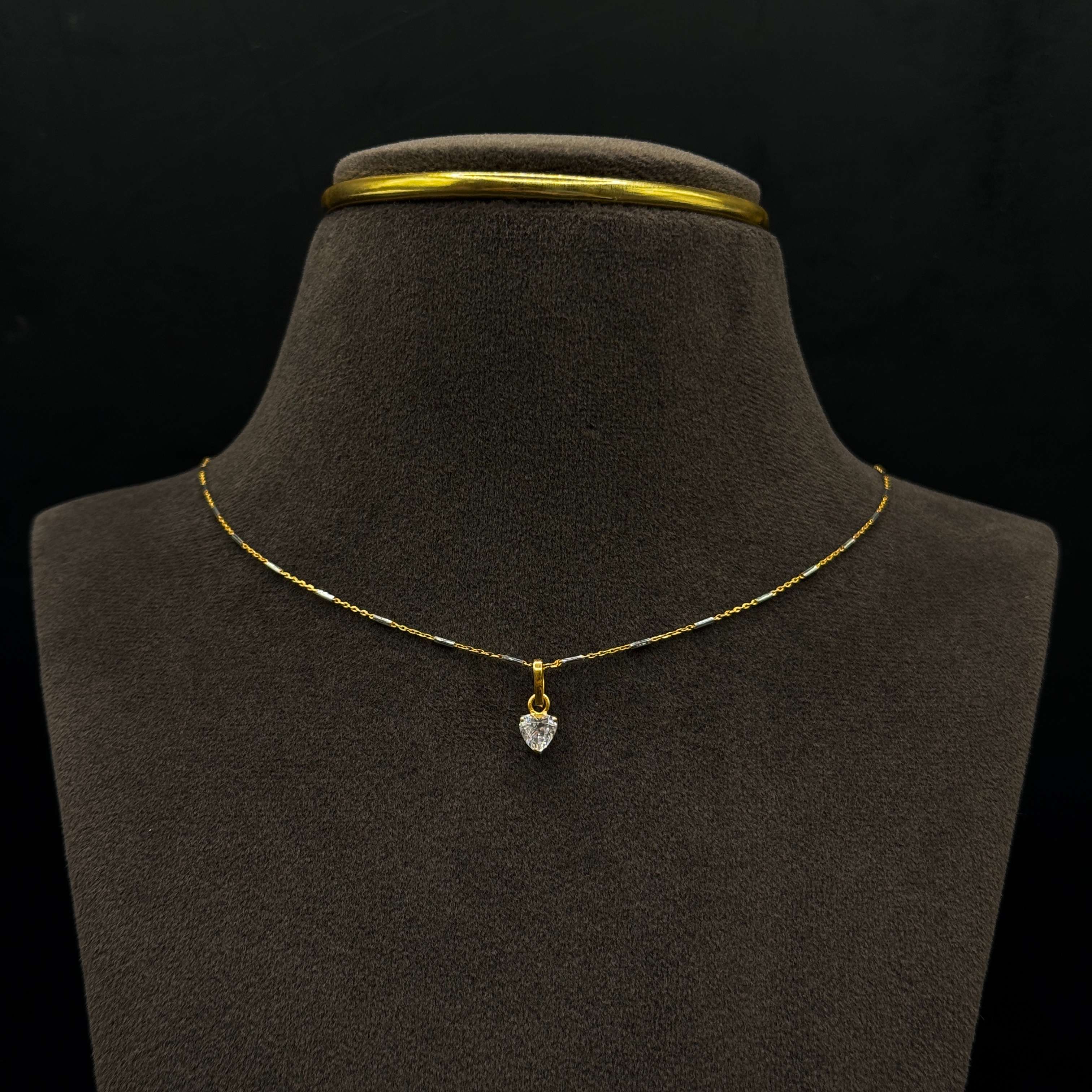 Kimtee Jewellers - Lightweight 916 Gold Chain w/ Heart Locket