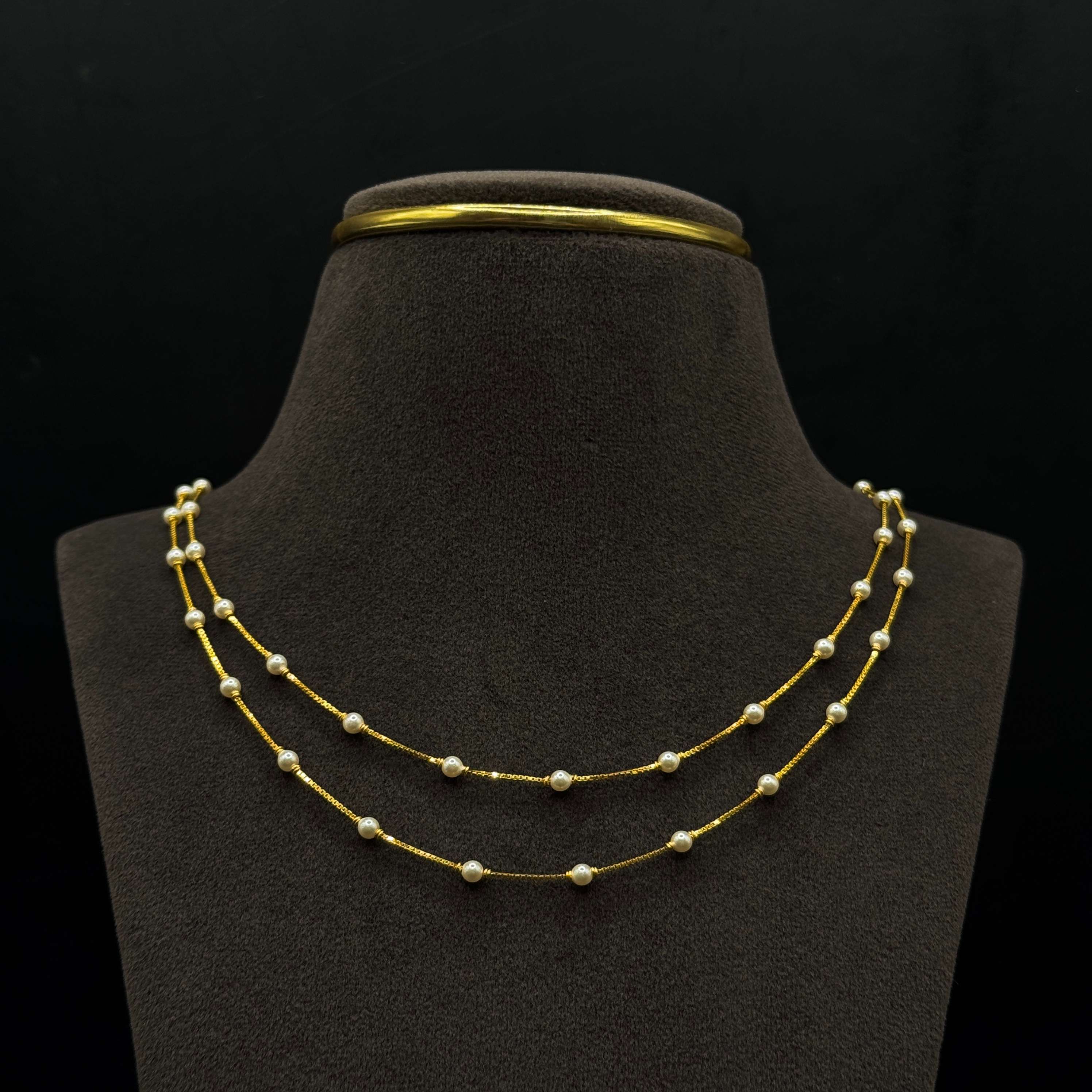 Kimtee Jewellers - 2 Line Pearl Ladies Gold Chain