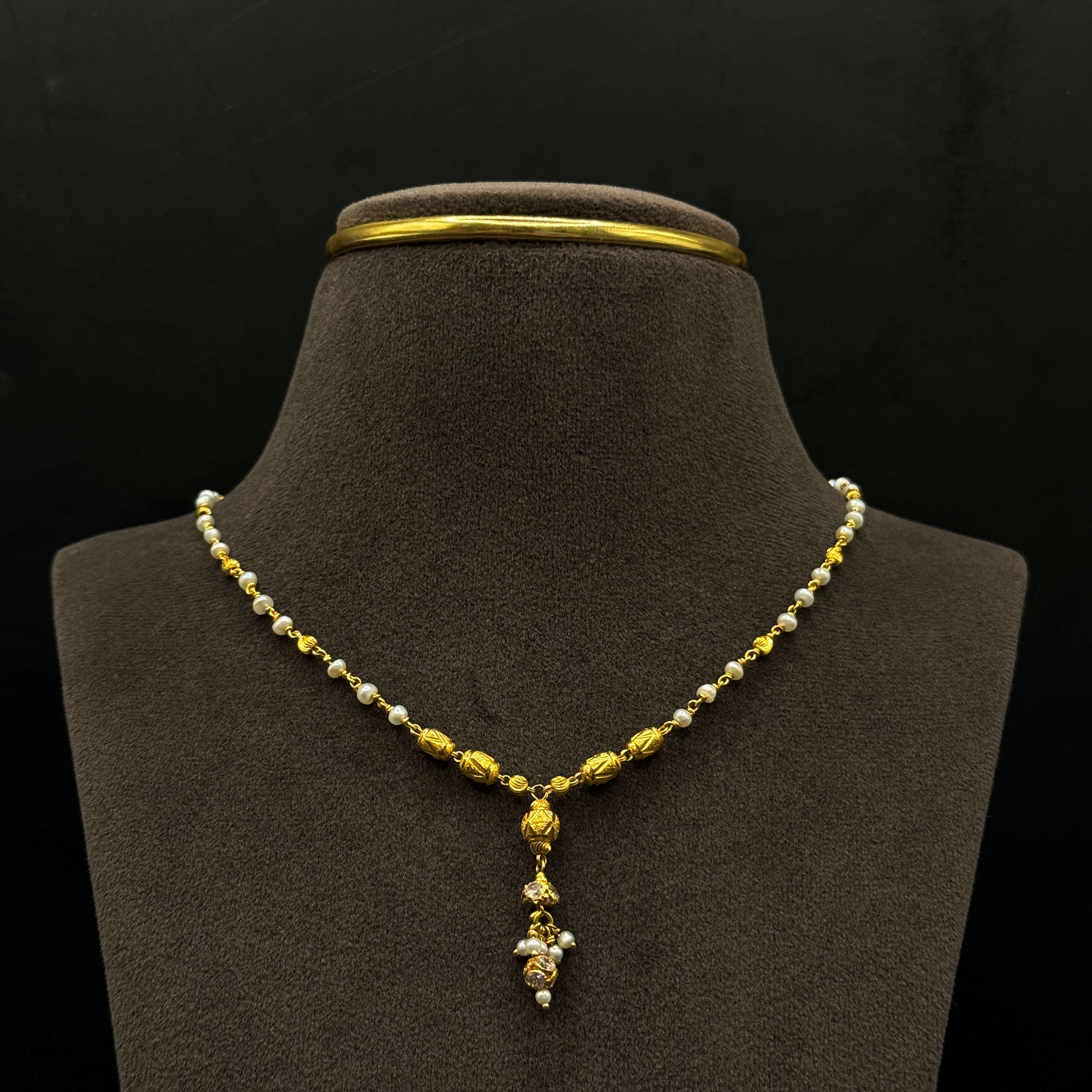 Kimtee Jewellers - Pearl Gold Ball 916 Gold Ladies Chain