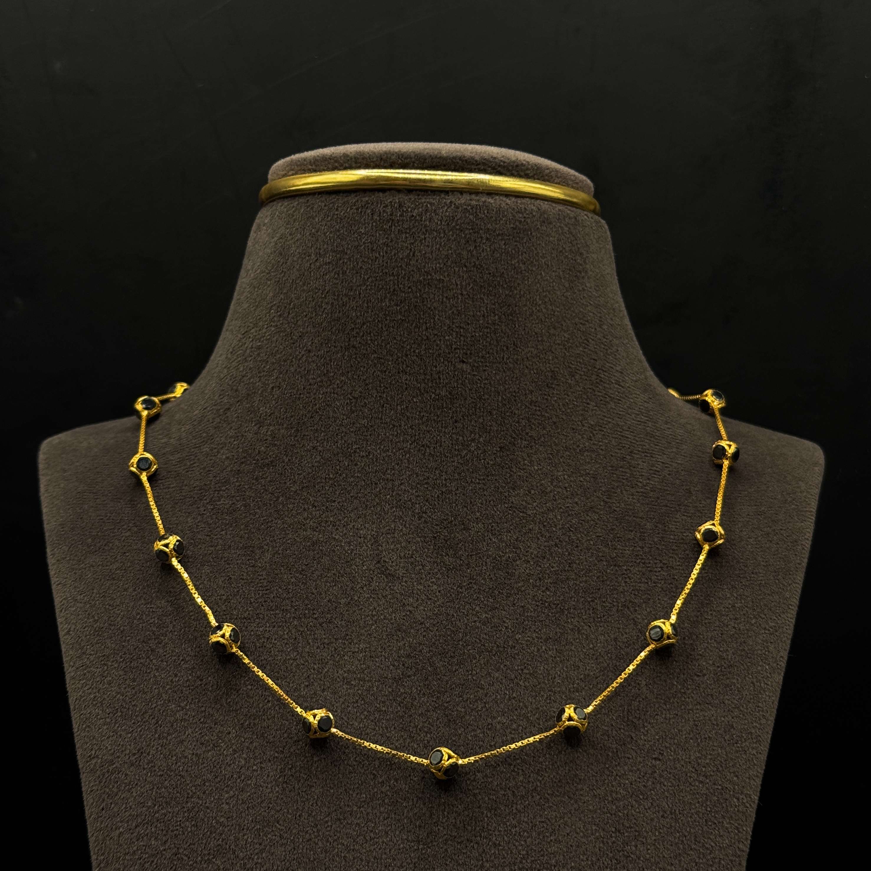 Kimtee Jewellers - Black Cz Ball 916 Gold Ladies Chain