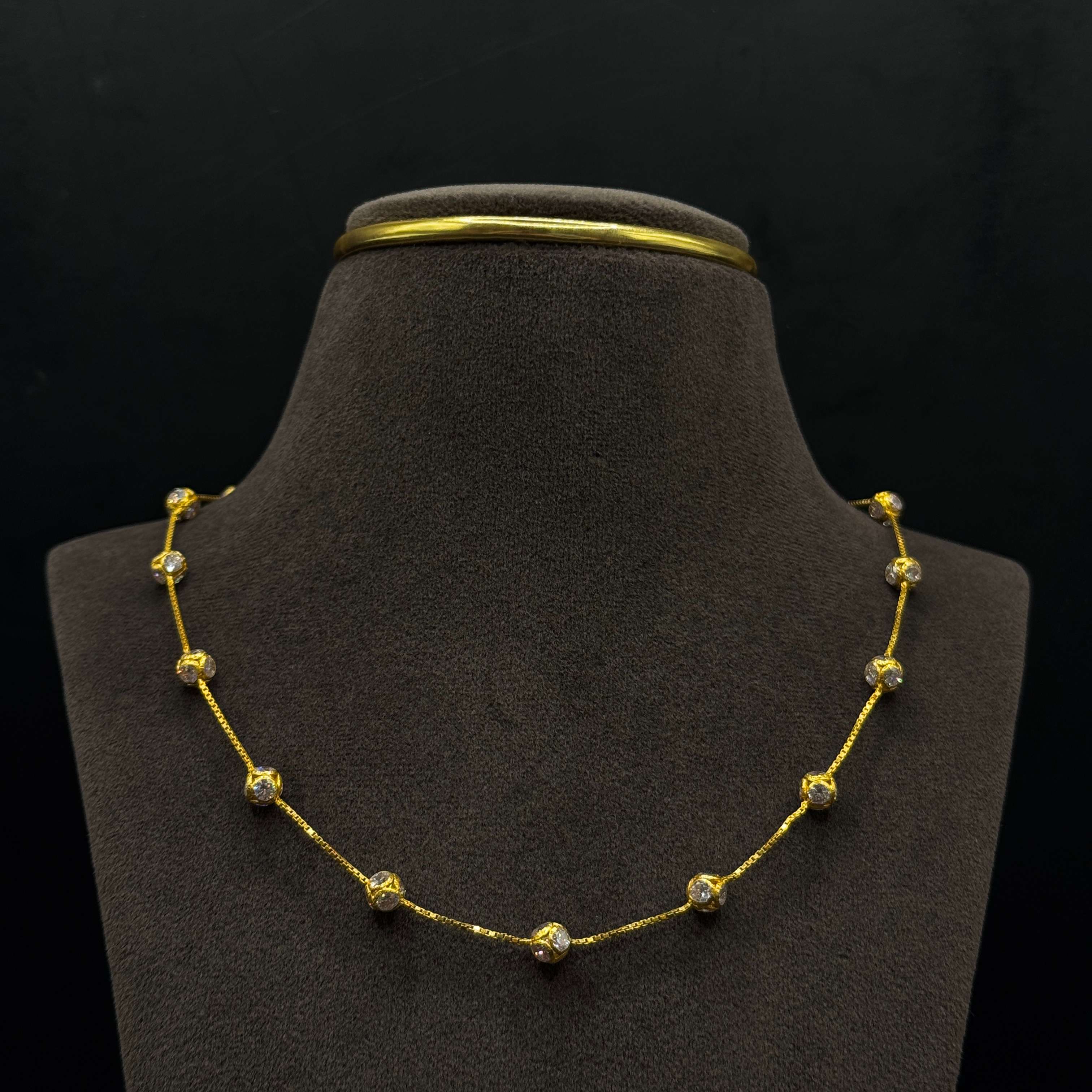 Kimtee Jewellers - White Cz Ball 916 Gold Ladies Chain
