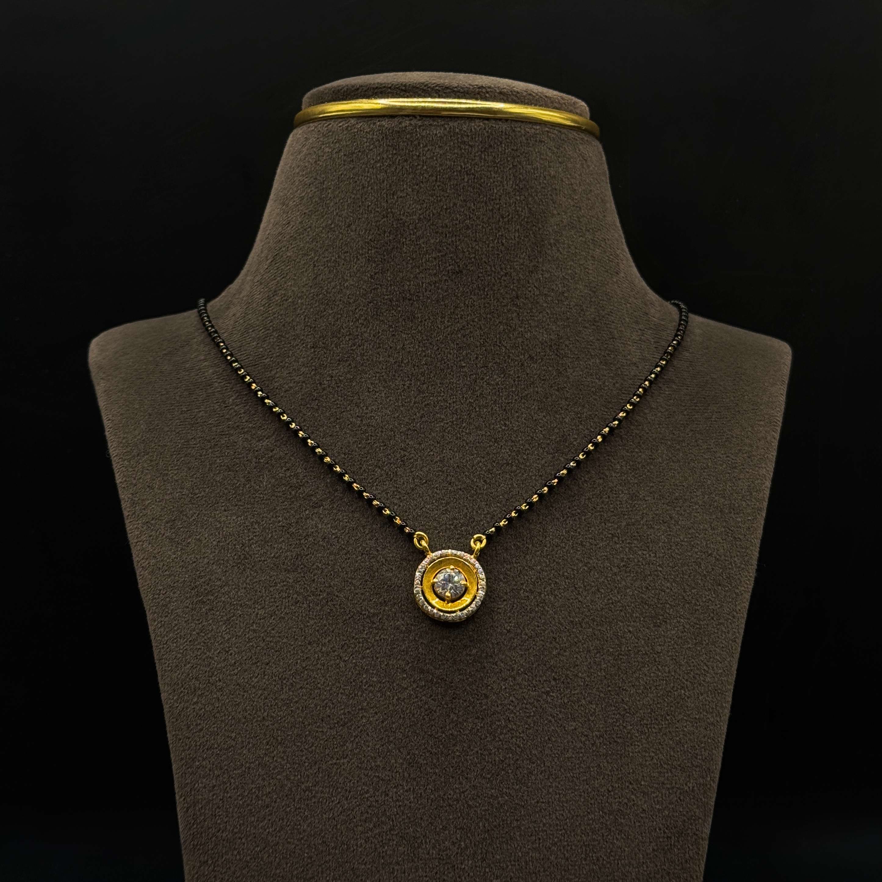 Kimtee Jewellers - Classic Round White Stone 916 Gold Mangalsutra