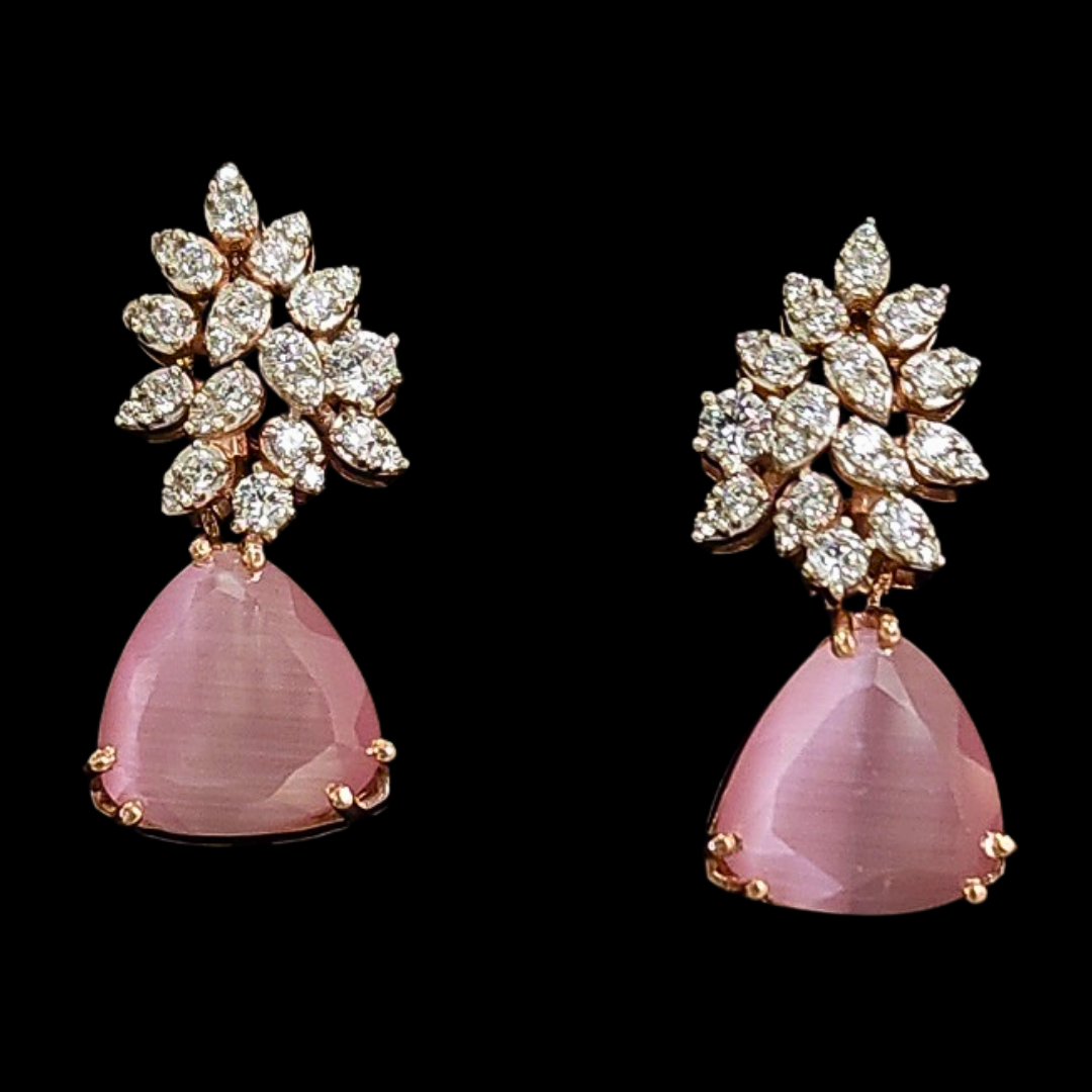 Kimtee Jewellers - Pink Trillion Drop Hangings
