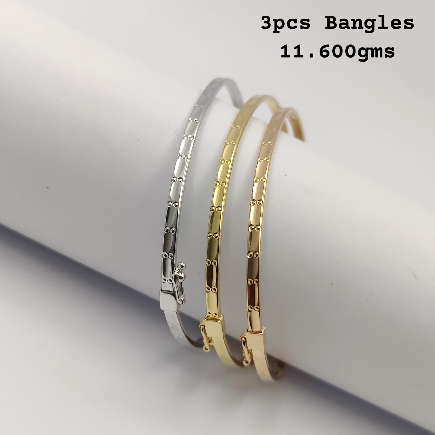 Kimtee Jewellers - 18K Lightweight Tricolor Gold Bangles