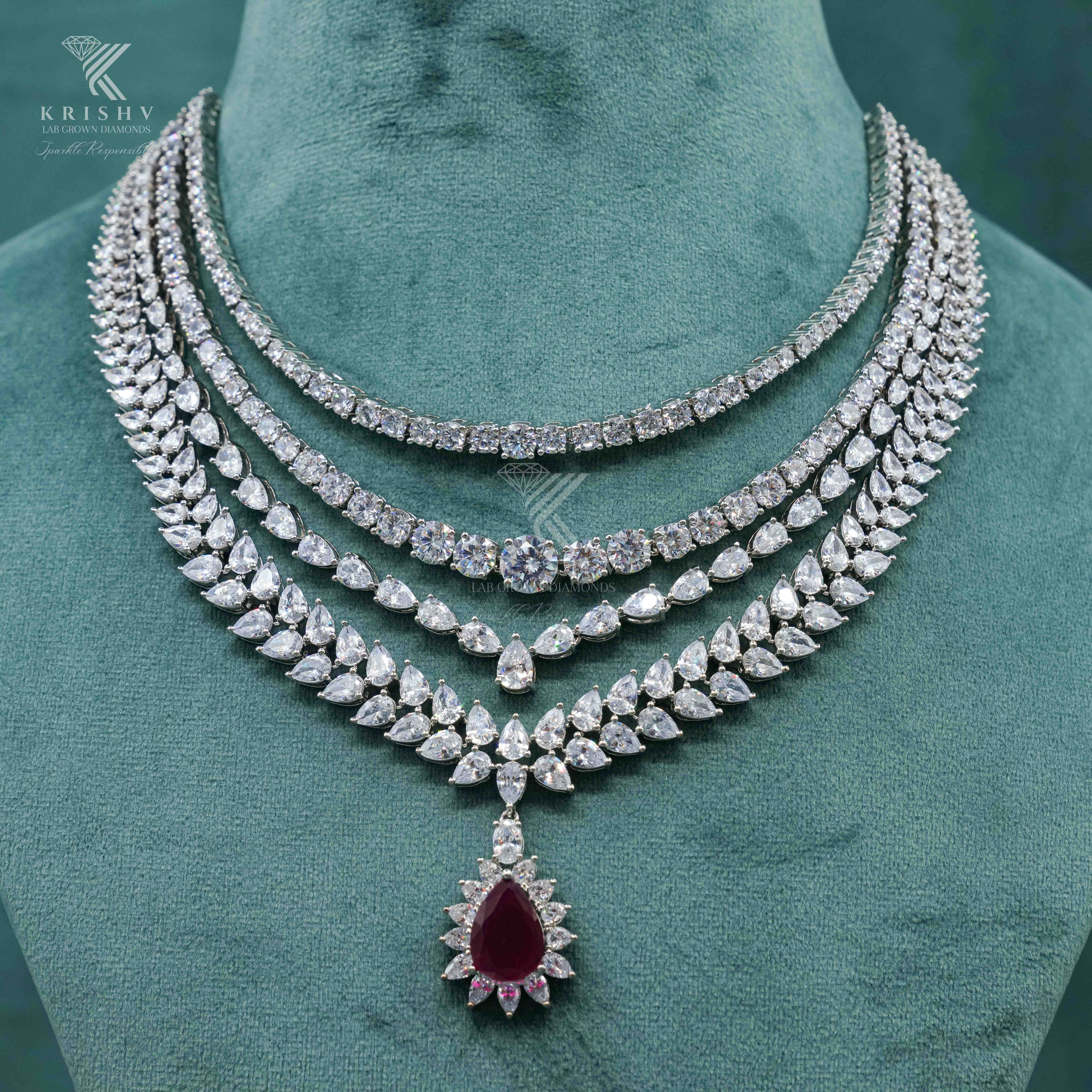 Krishv Lab Grown Diamonds - Diamond Necklace Set