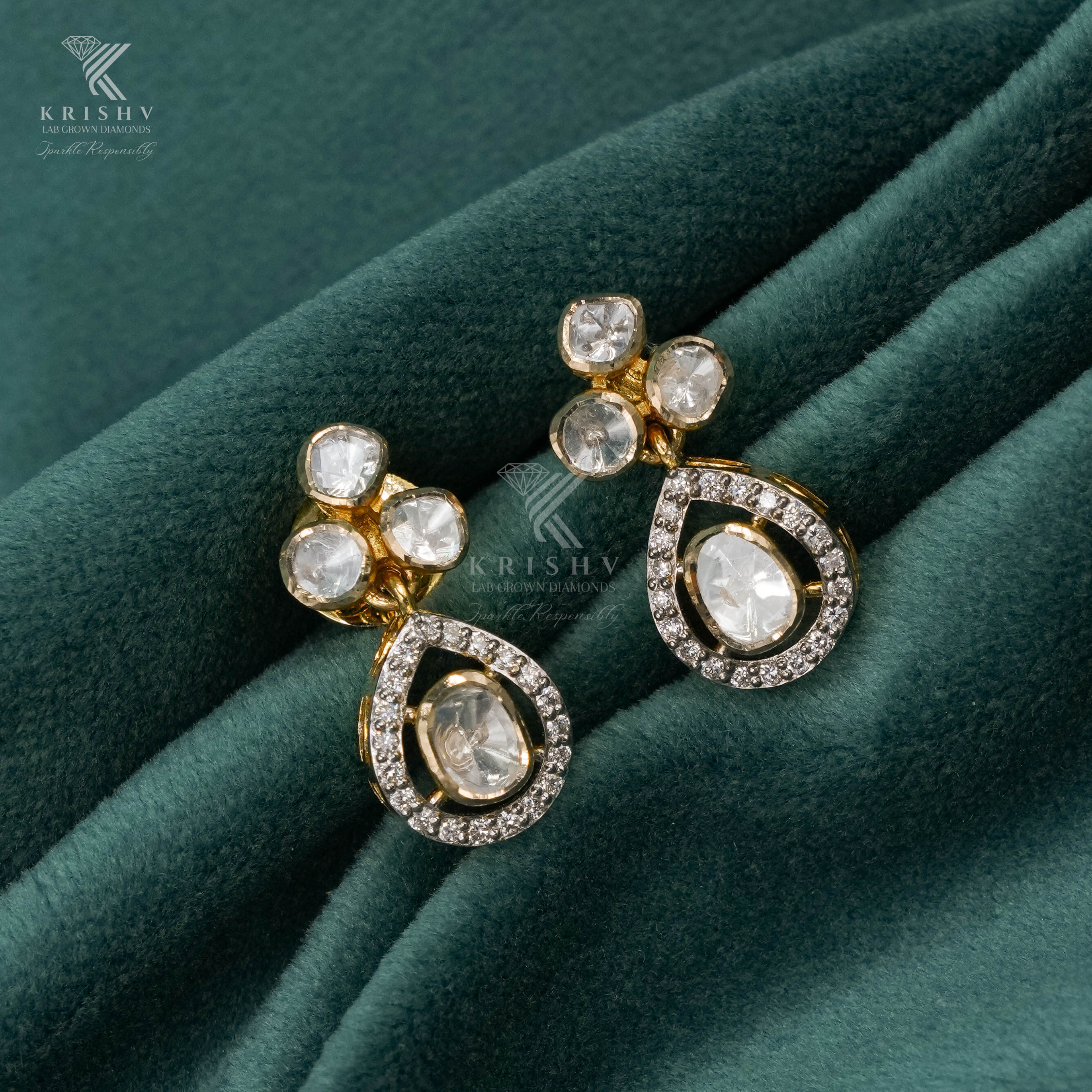 Krishv Lab Grown Diamonds - Polki Earring