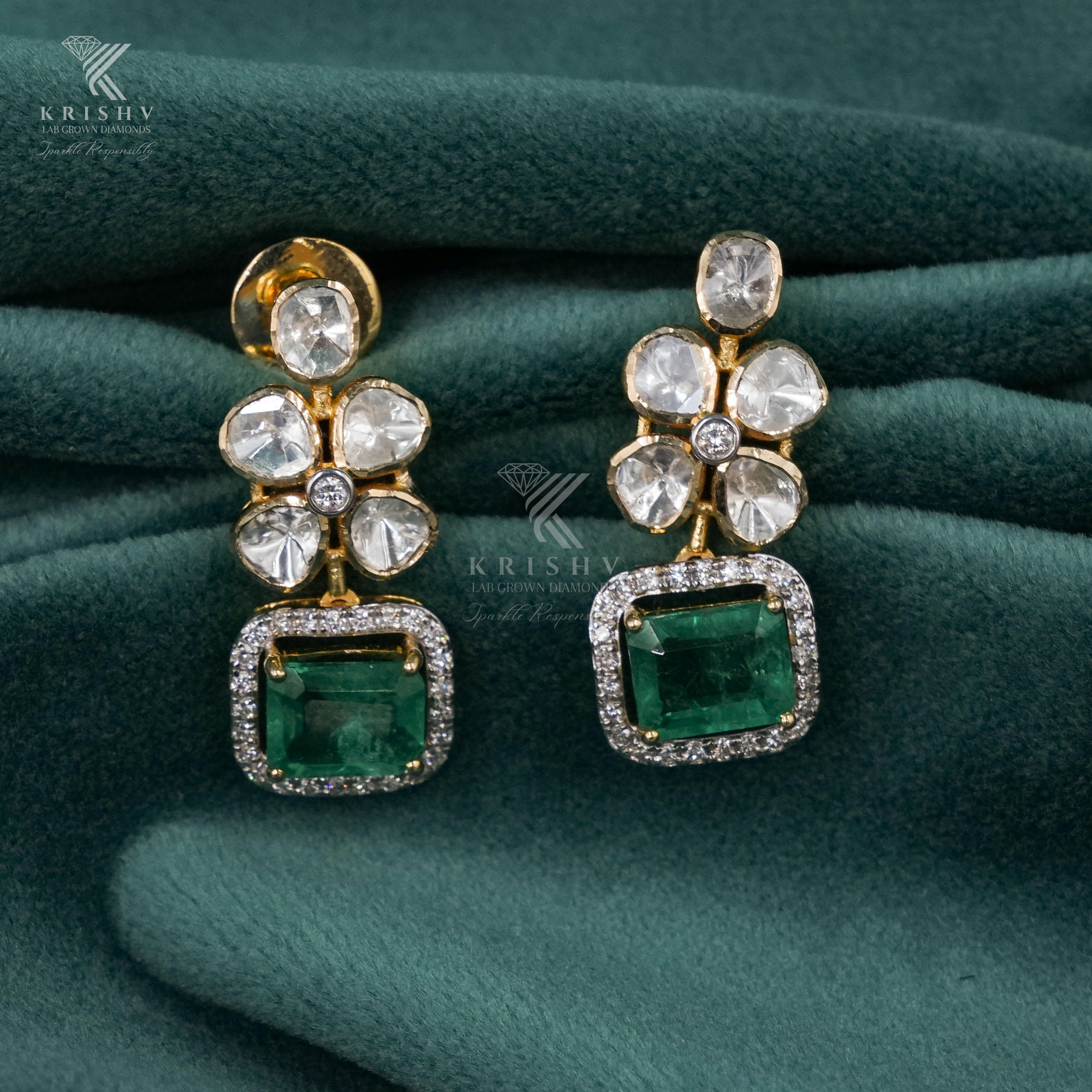 Krishv Lab Grown Diamonds - Polki Earring