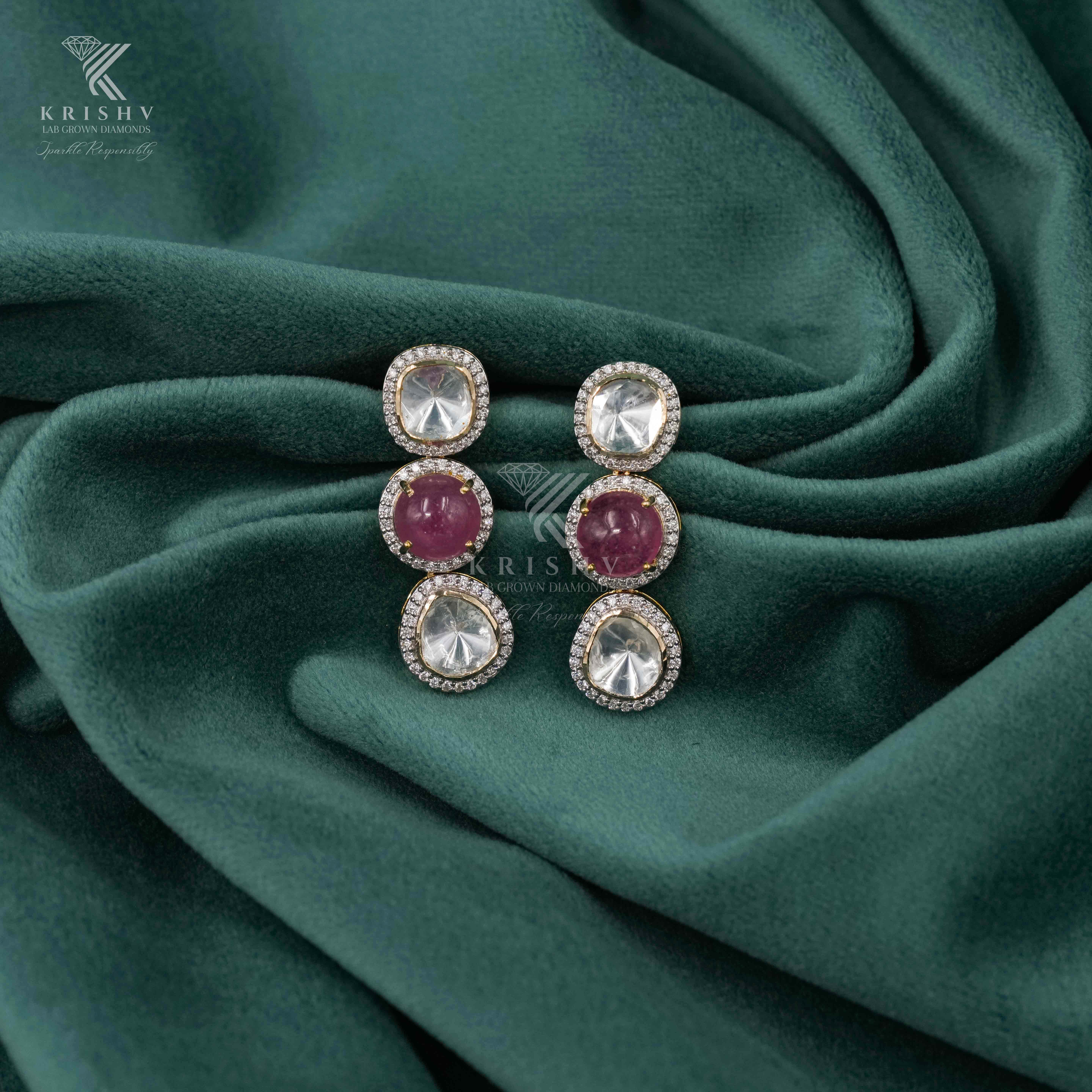 Krishv Lab Grown Diamonds - Polki Earring