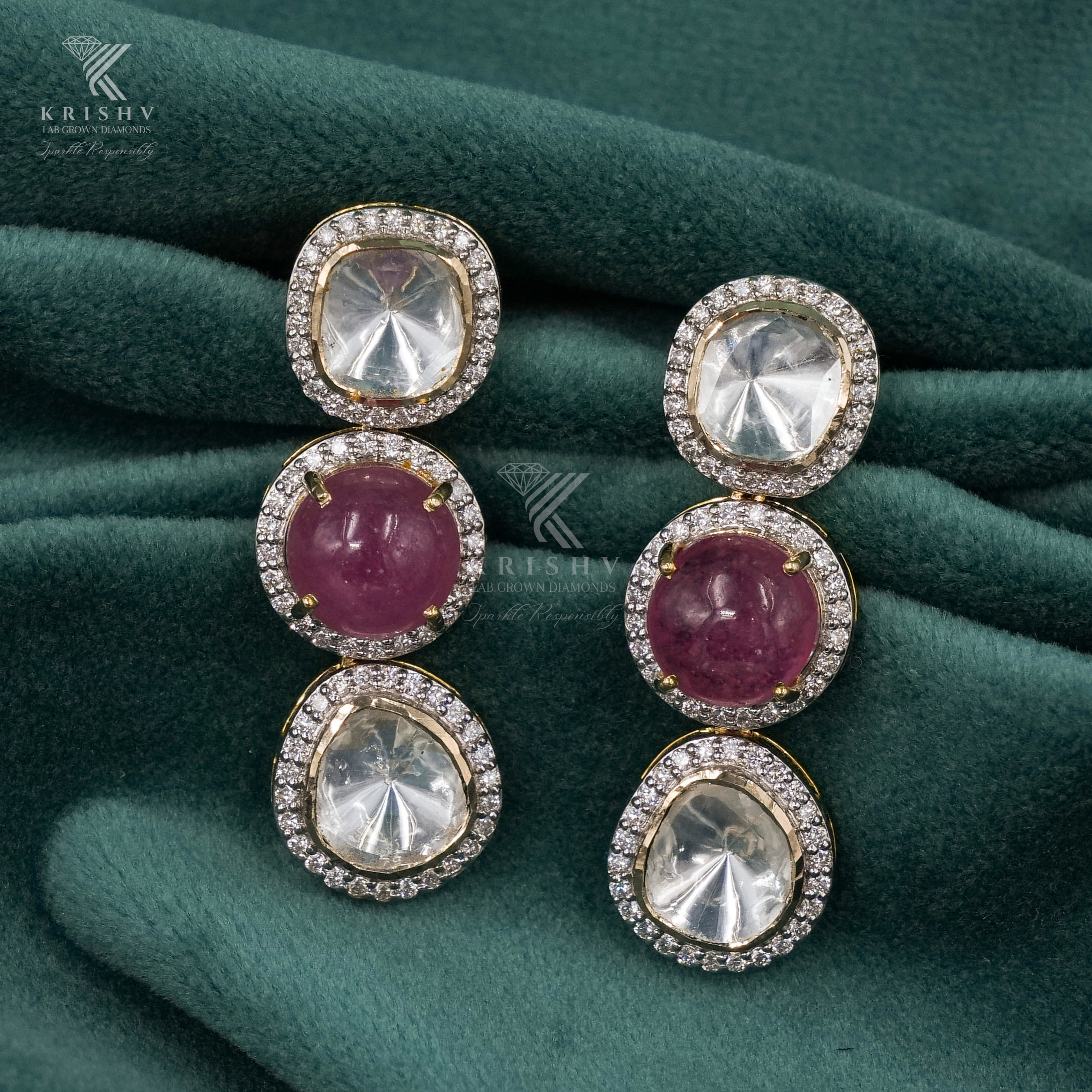 Krishv Lab Grown Diamonds - Polki Earring