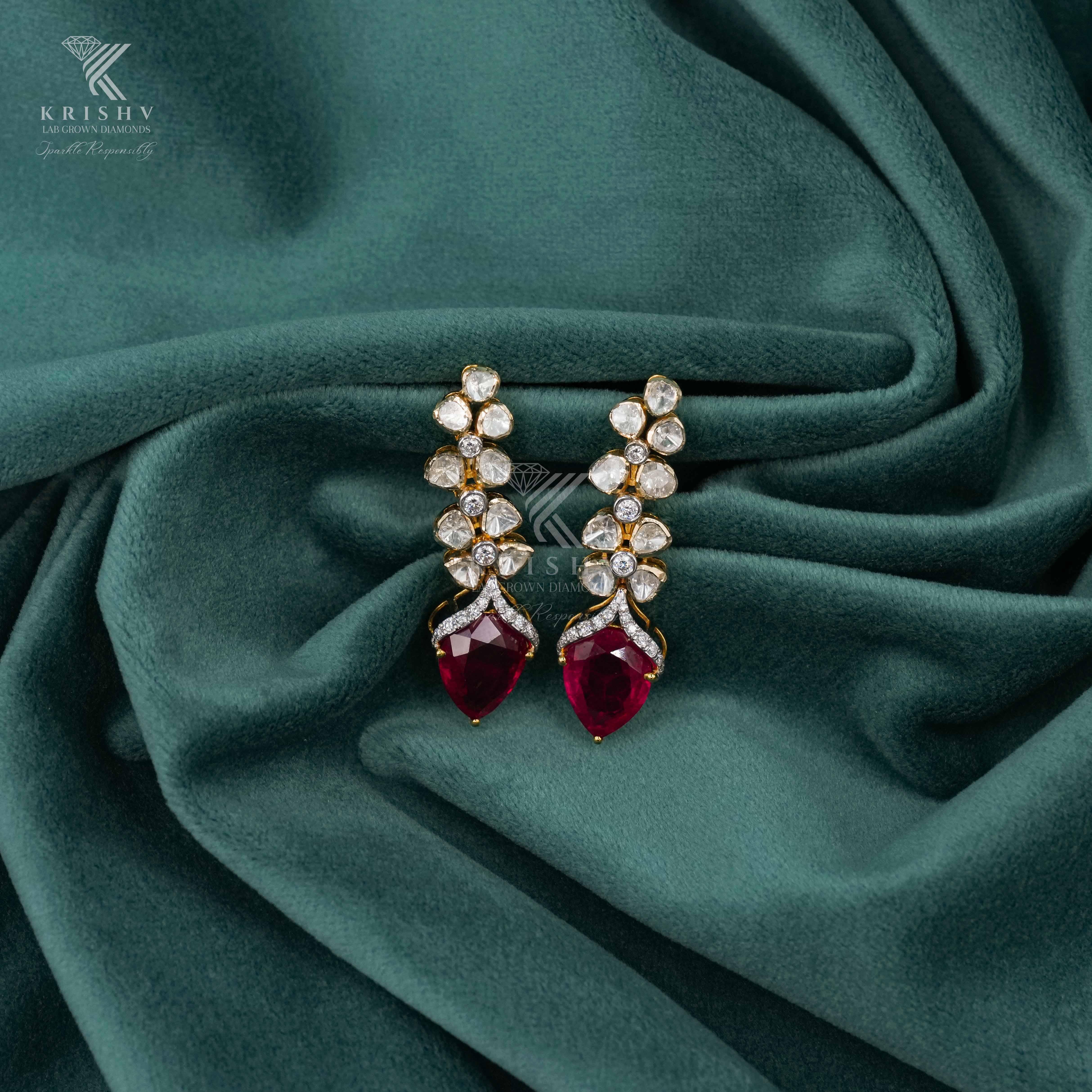 Krishv Lab Grown Diamonds - Polki Earring