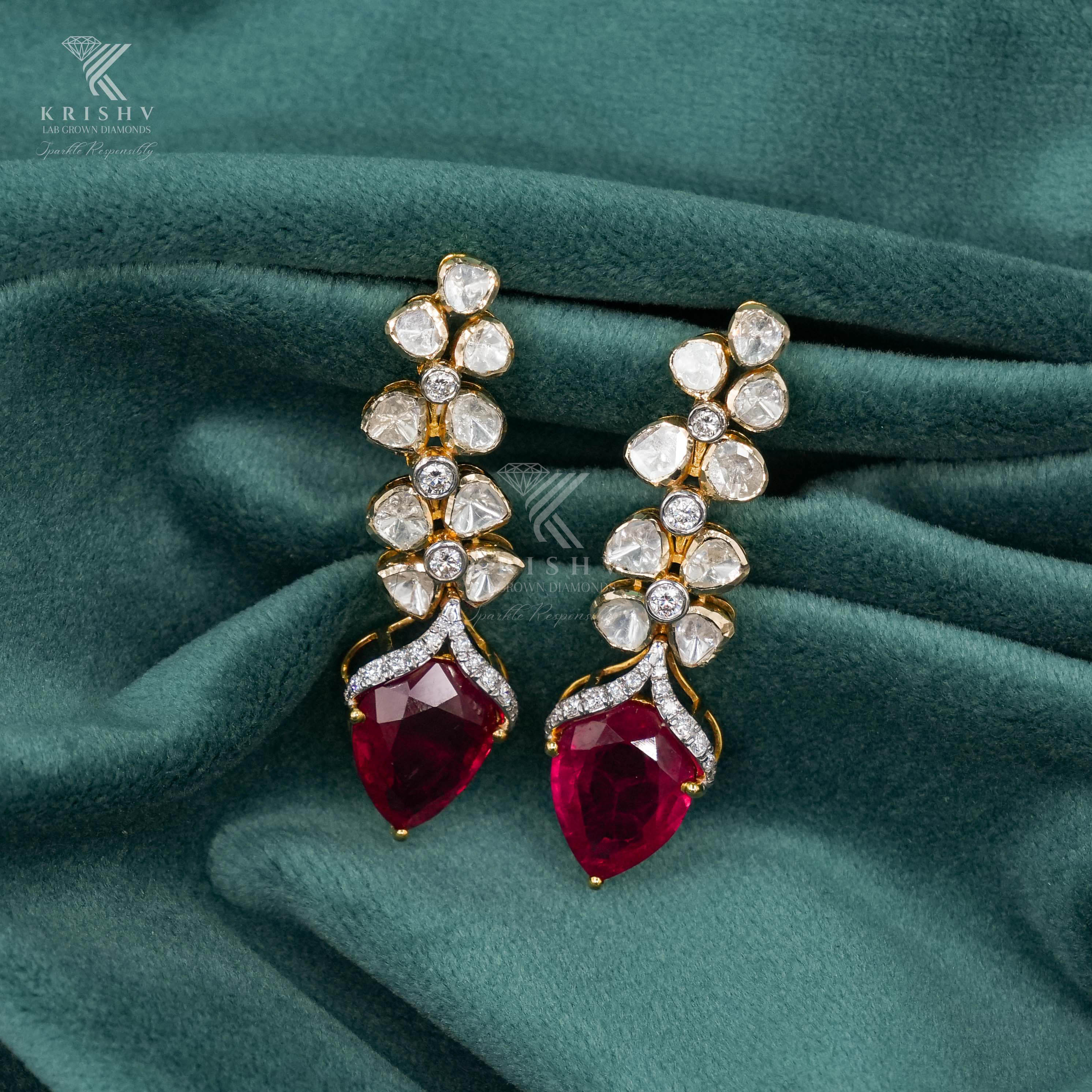 Krishv Lab Grown Diamonds - Polki Earring