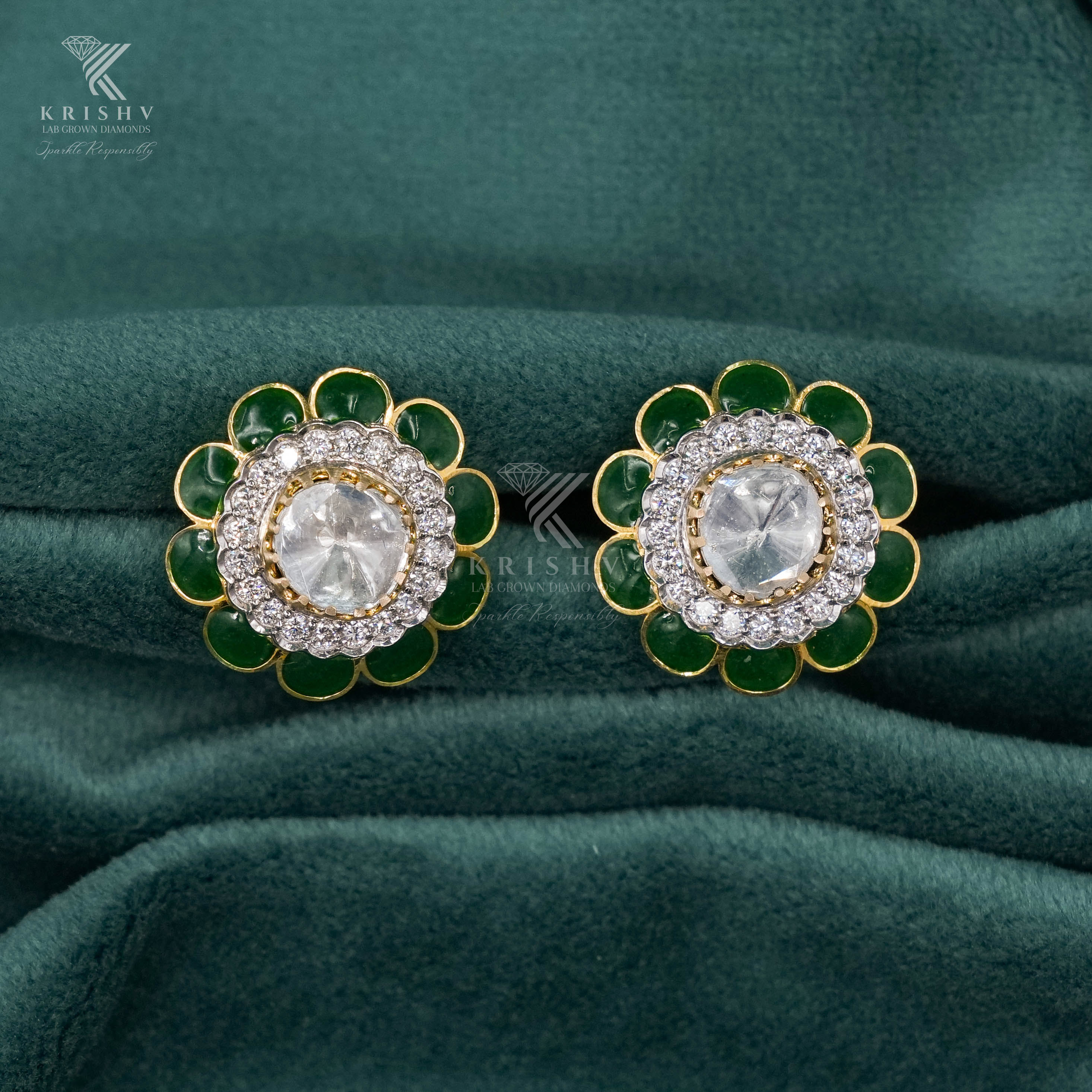 Krishv Lab Grown Diamonds - Polki Earring