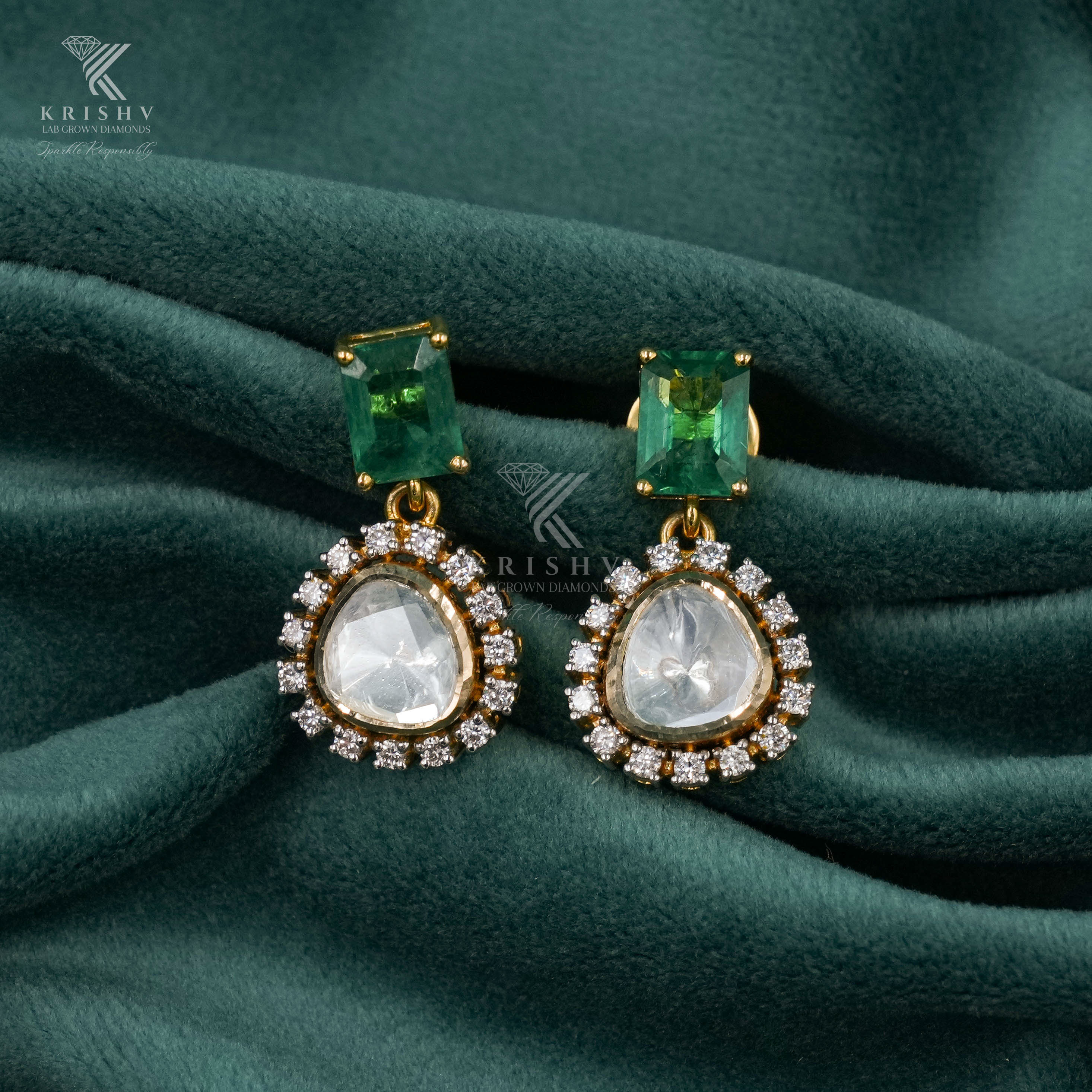 Krishv Lab Grown Diamonds - Polki Earring