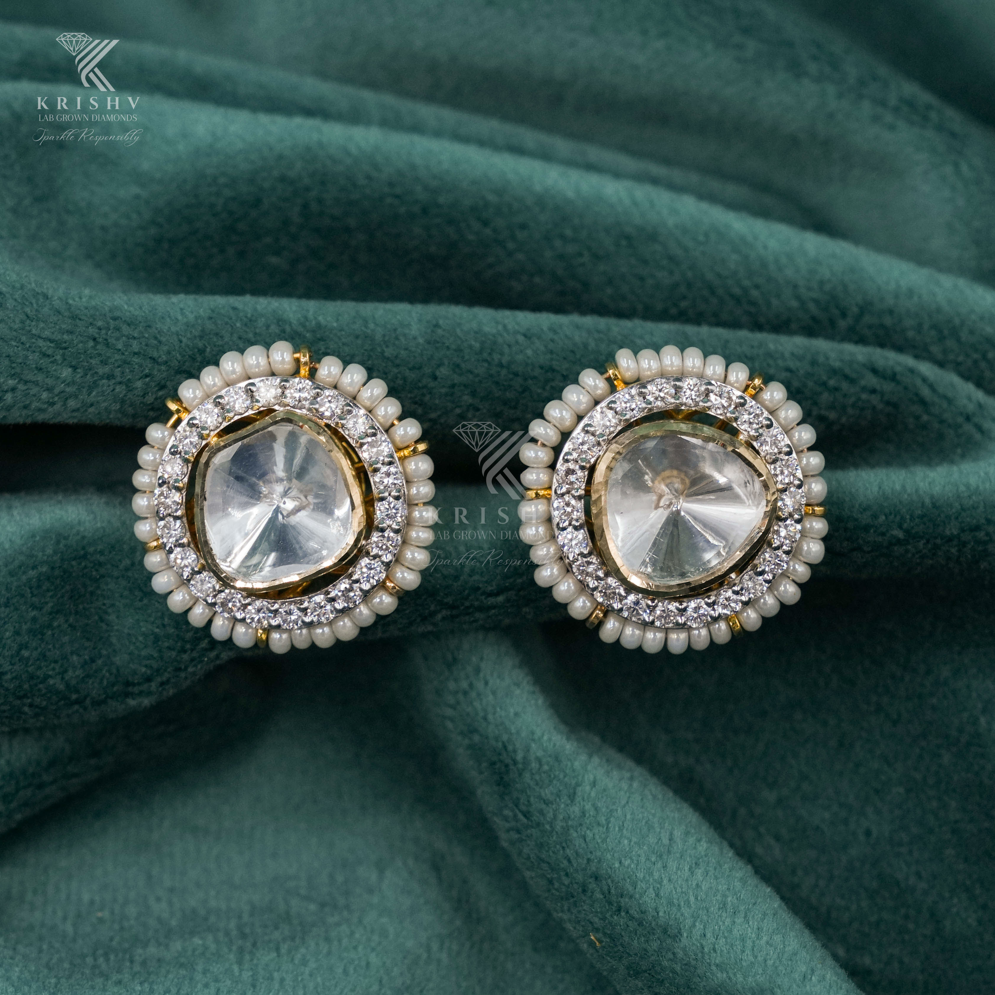 Krishv Lab Grown Diamonds - Polki Earring