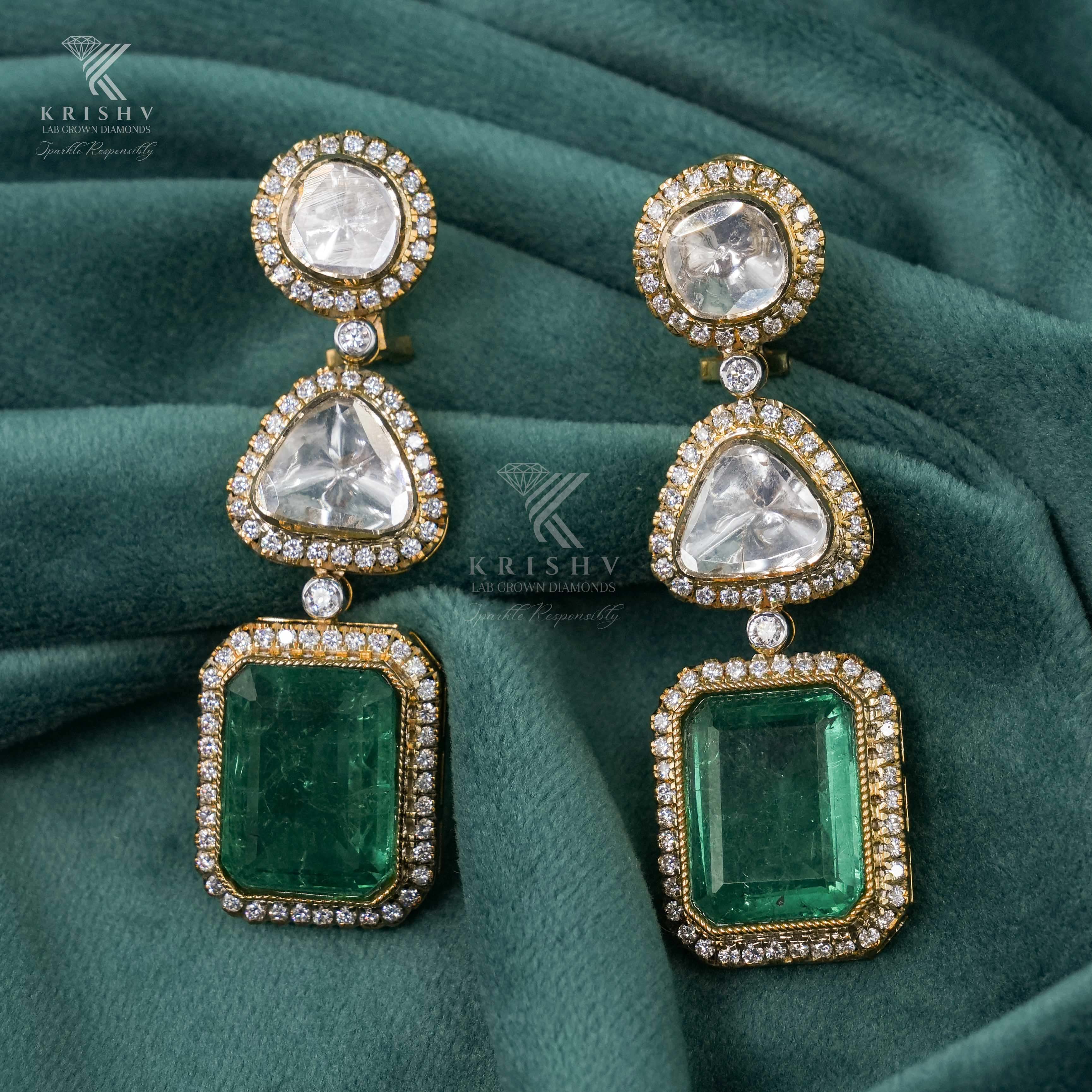 Krishv Lab Grown Diamonds - Polki Earring