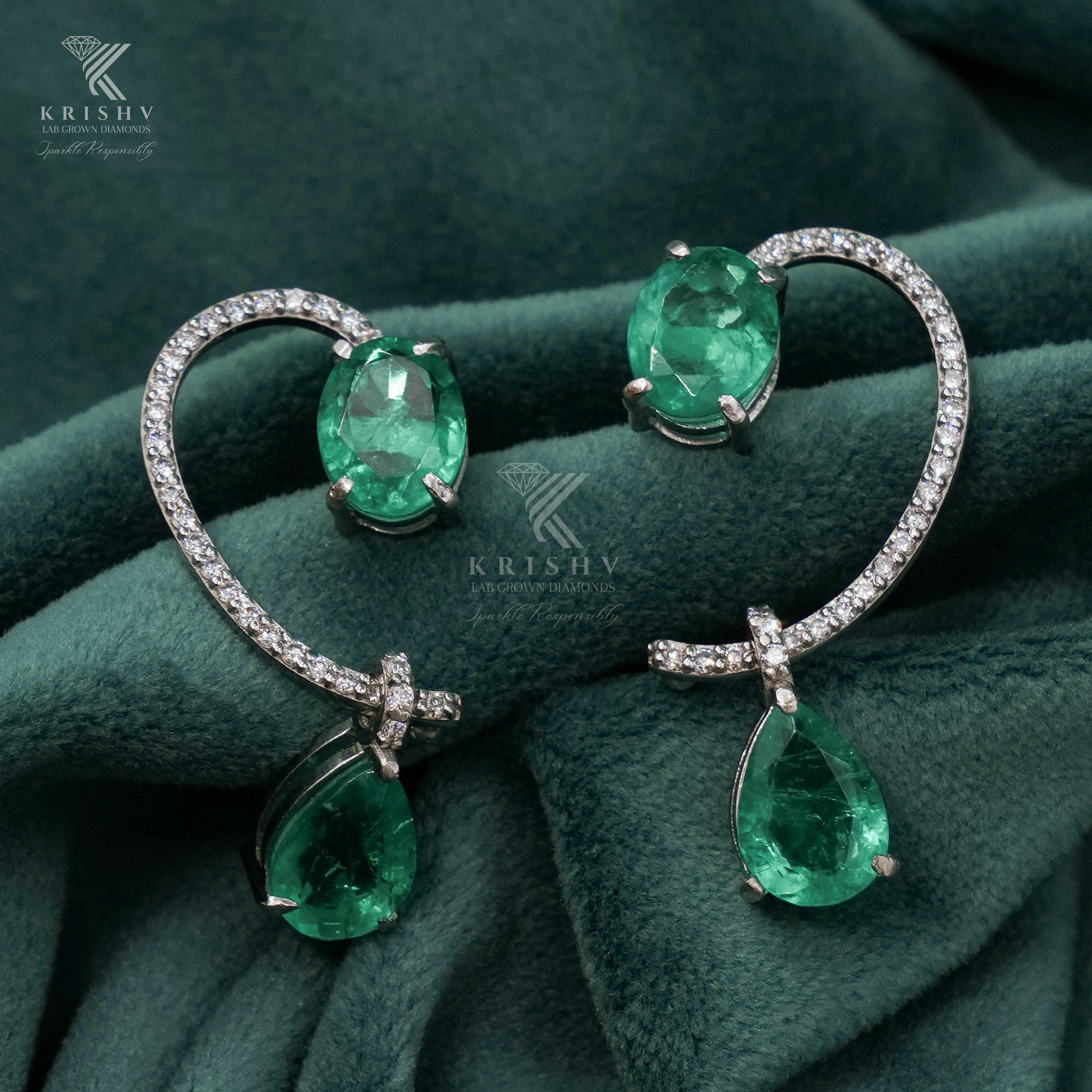 Krishv Lab Grown Diamonds - Silver Diamond Earring