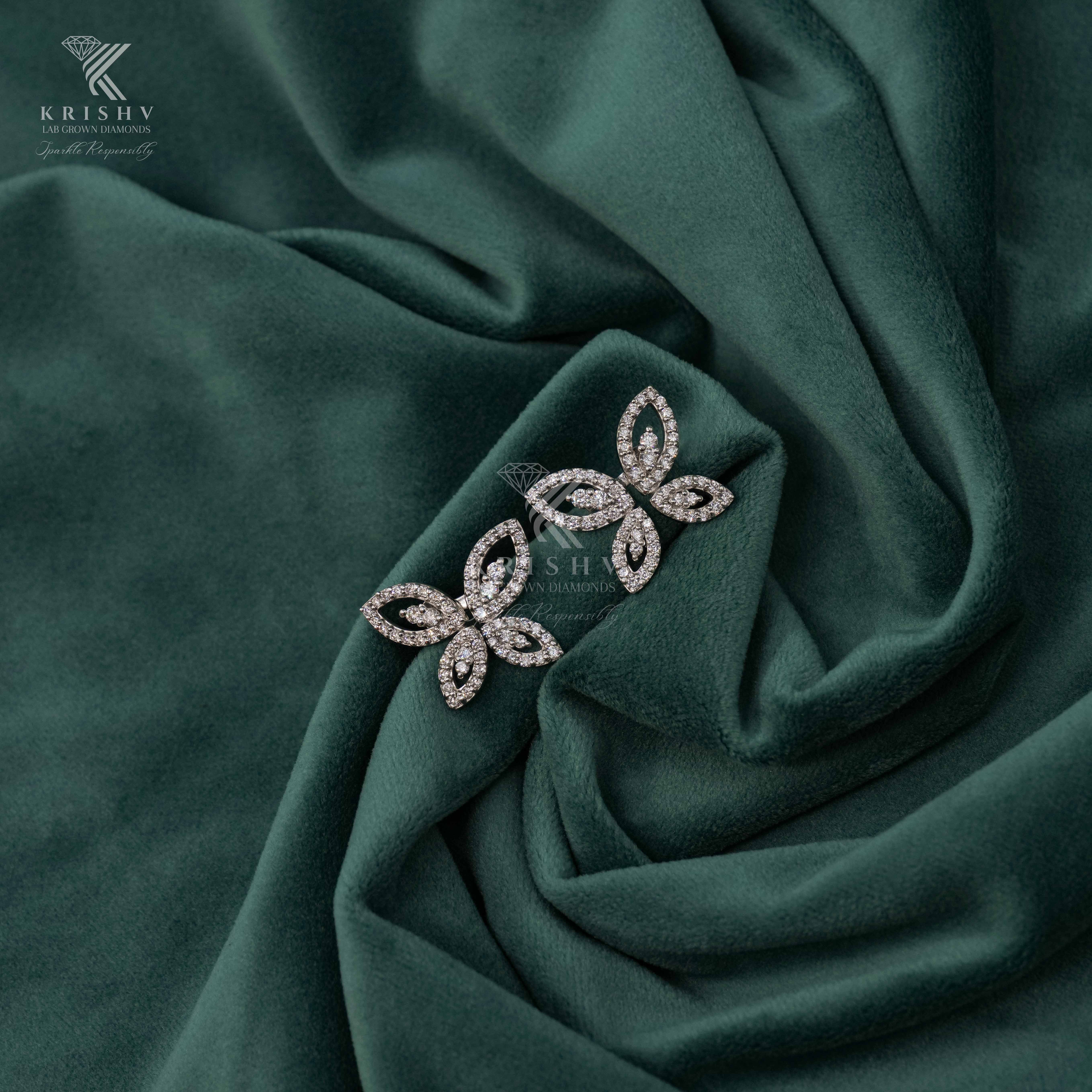 Krishv Lab Grown Diamonds - Silver Diamond Earring