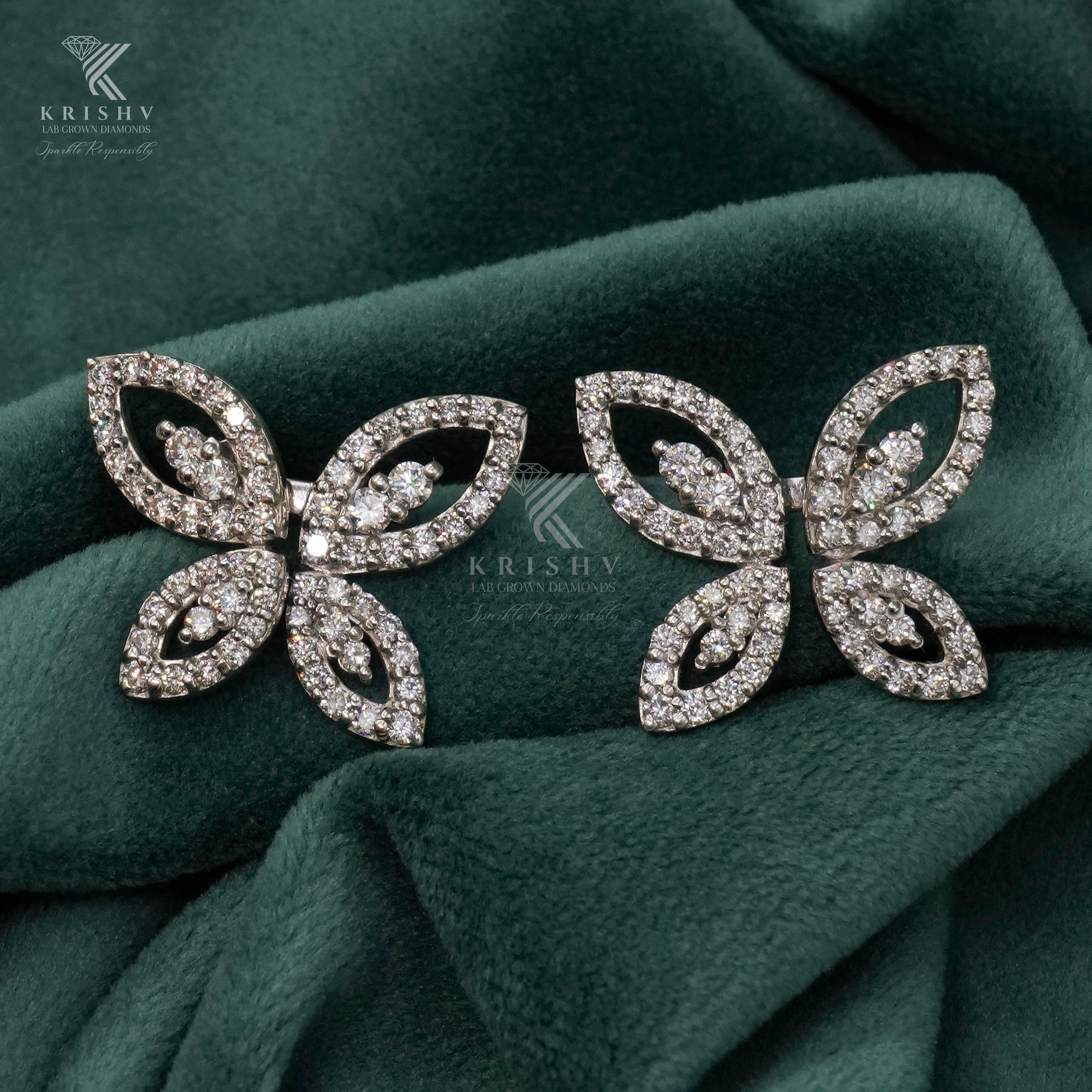 Krishv Lab Grown Diamonds - Silver Diamond Earring