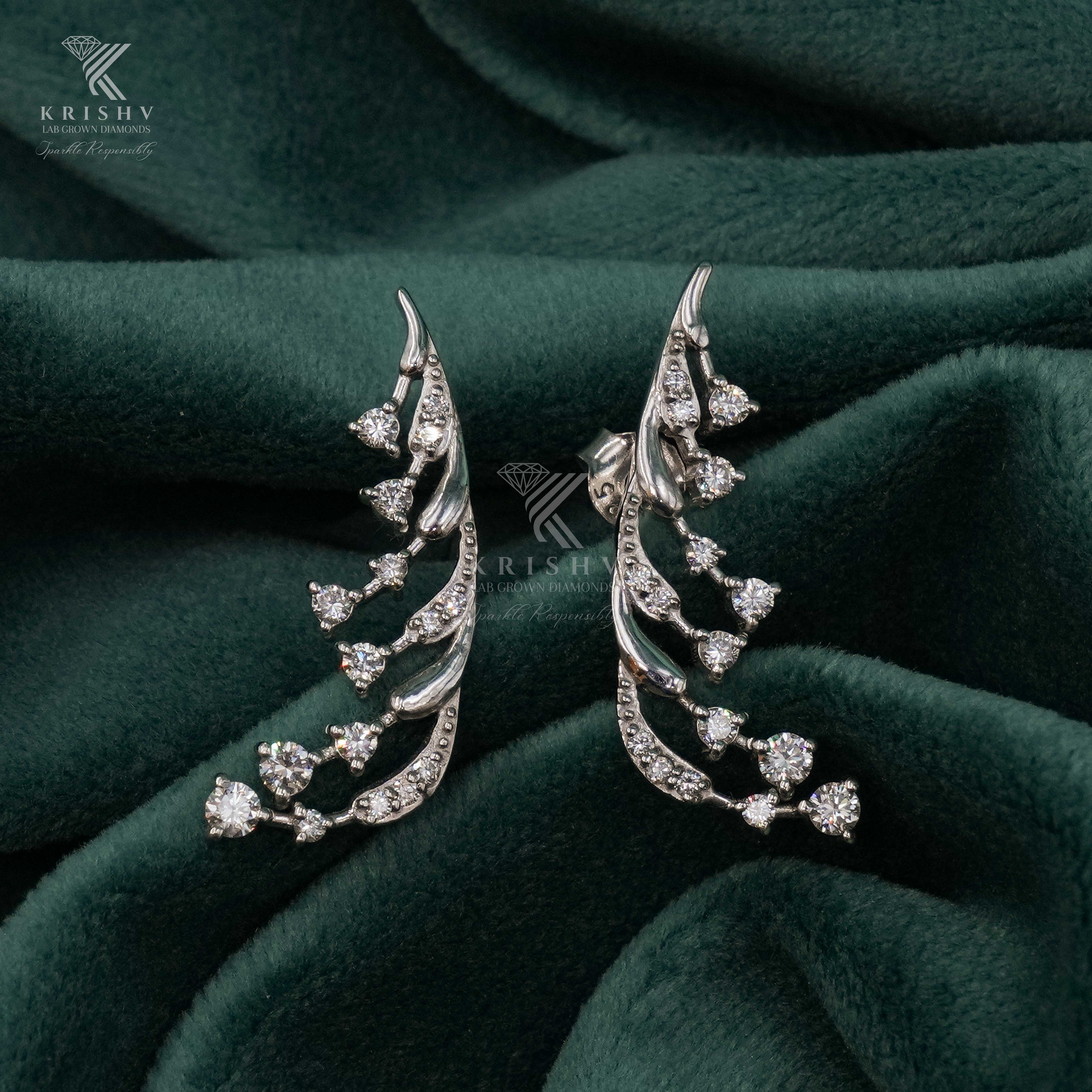 Krishv Lab Grown Diamonds - Silver Diamond Earring