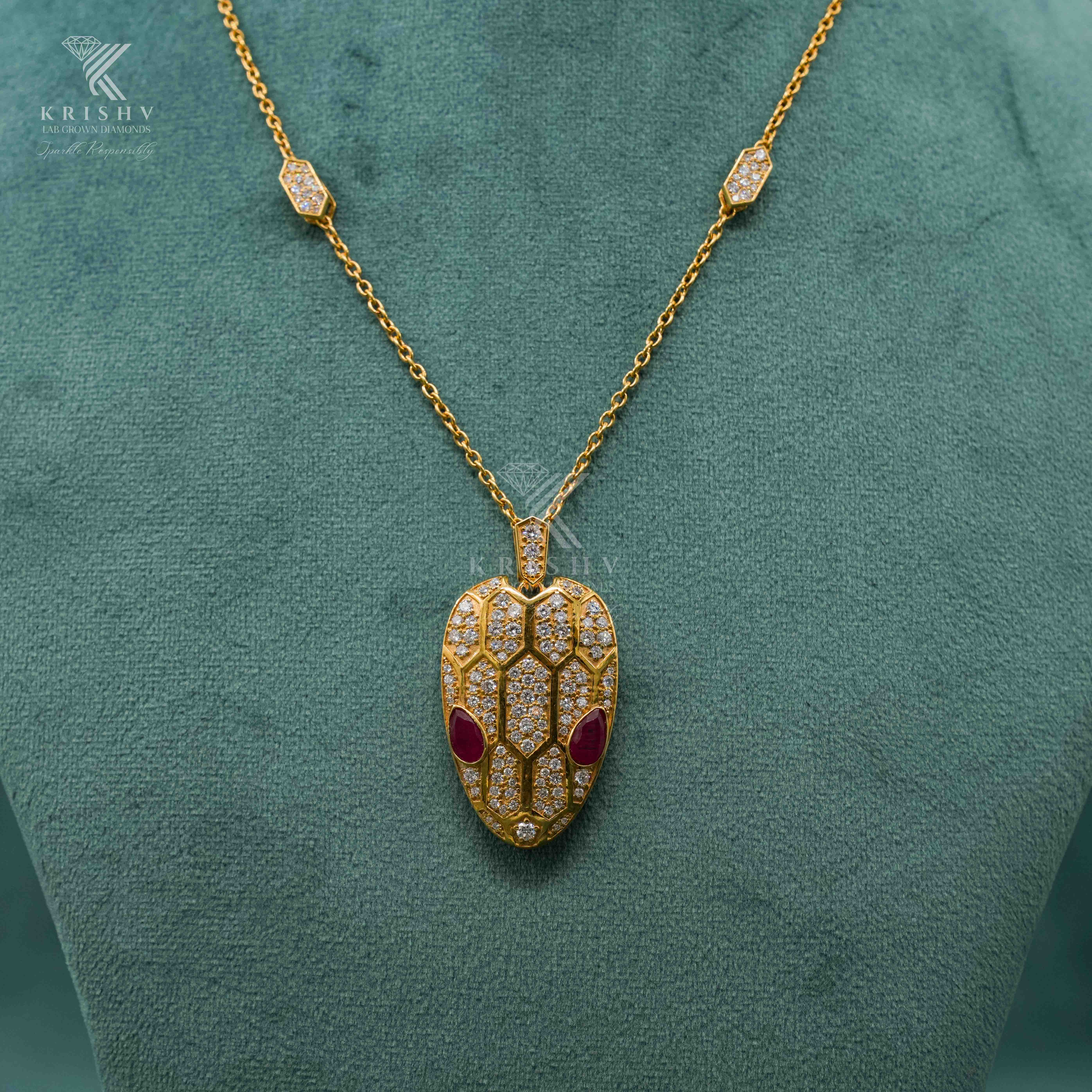 Krishv Lab Grown Diamonds - Silver Diamond Chain Pendent