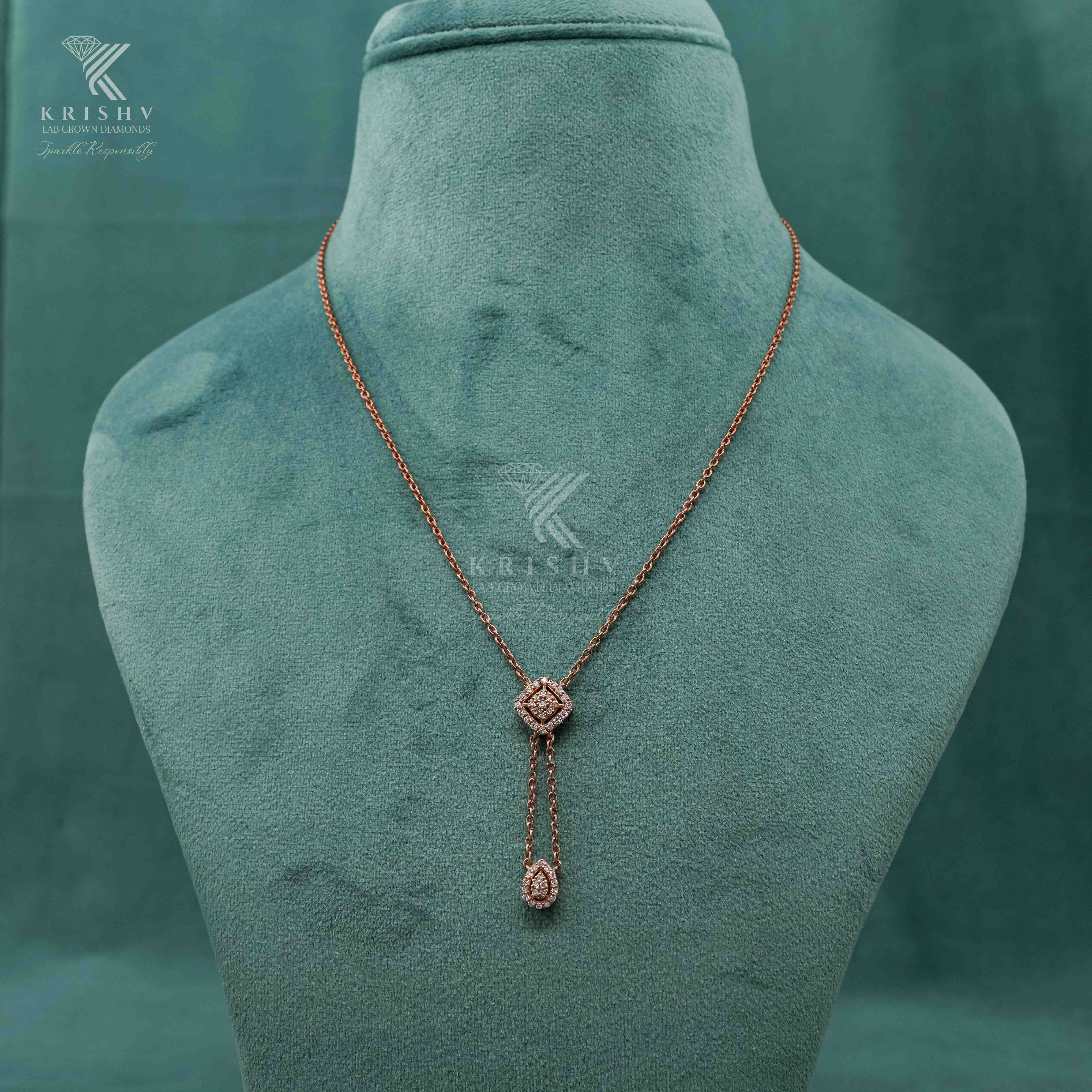 Krishv Lab Grown Diamonds - Silver Diamond Chain Pendent