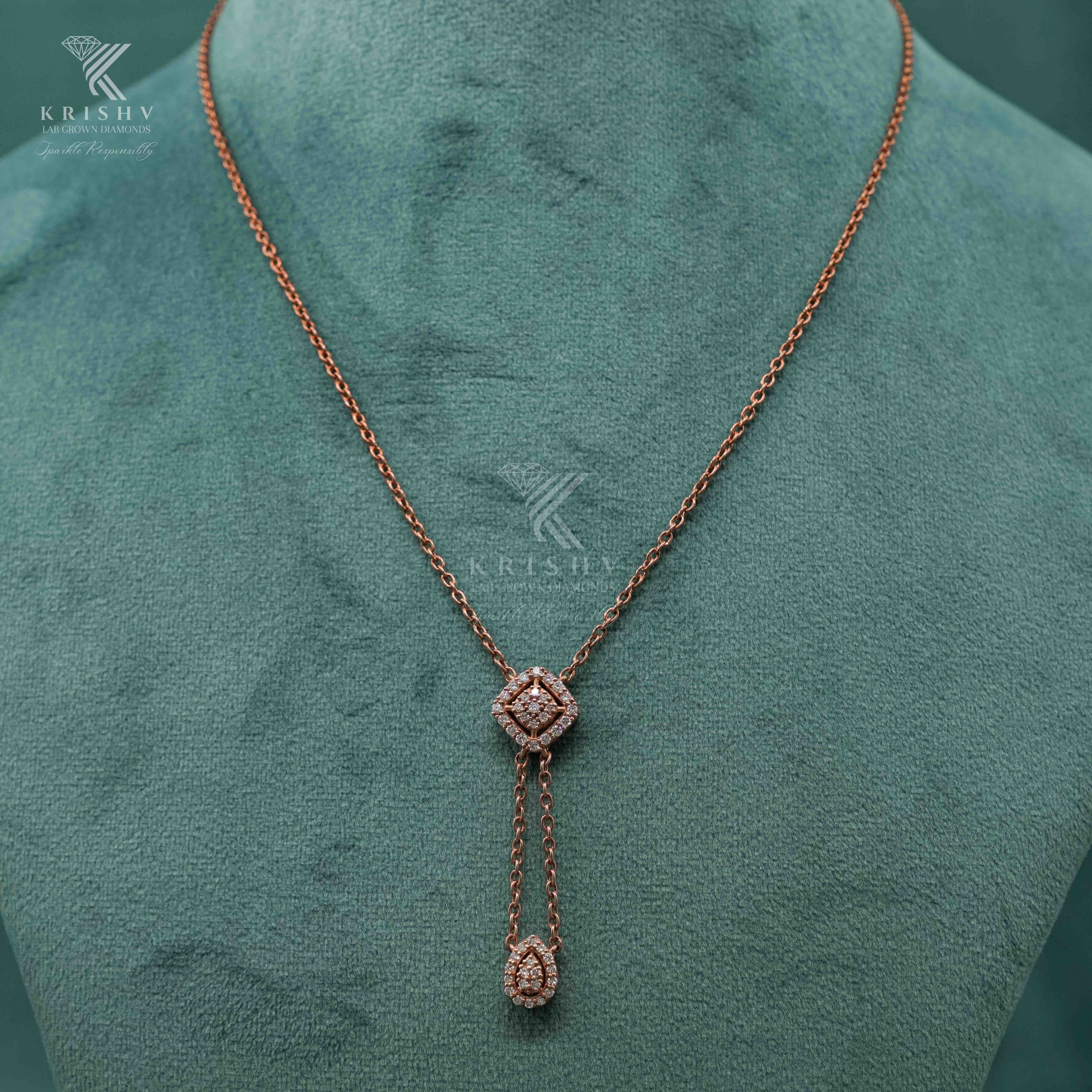 Krishv Lab Grown Diamonds - Silver Diamond Chain Pendent