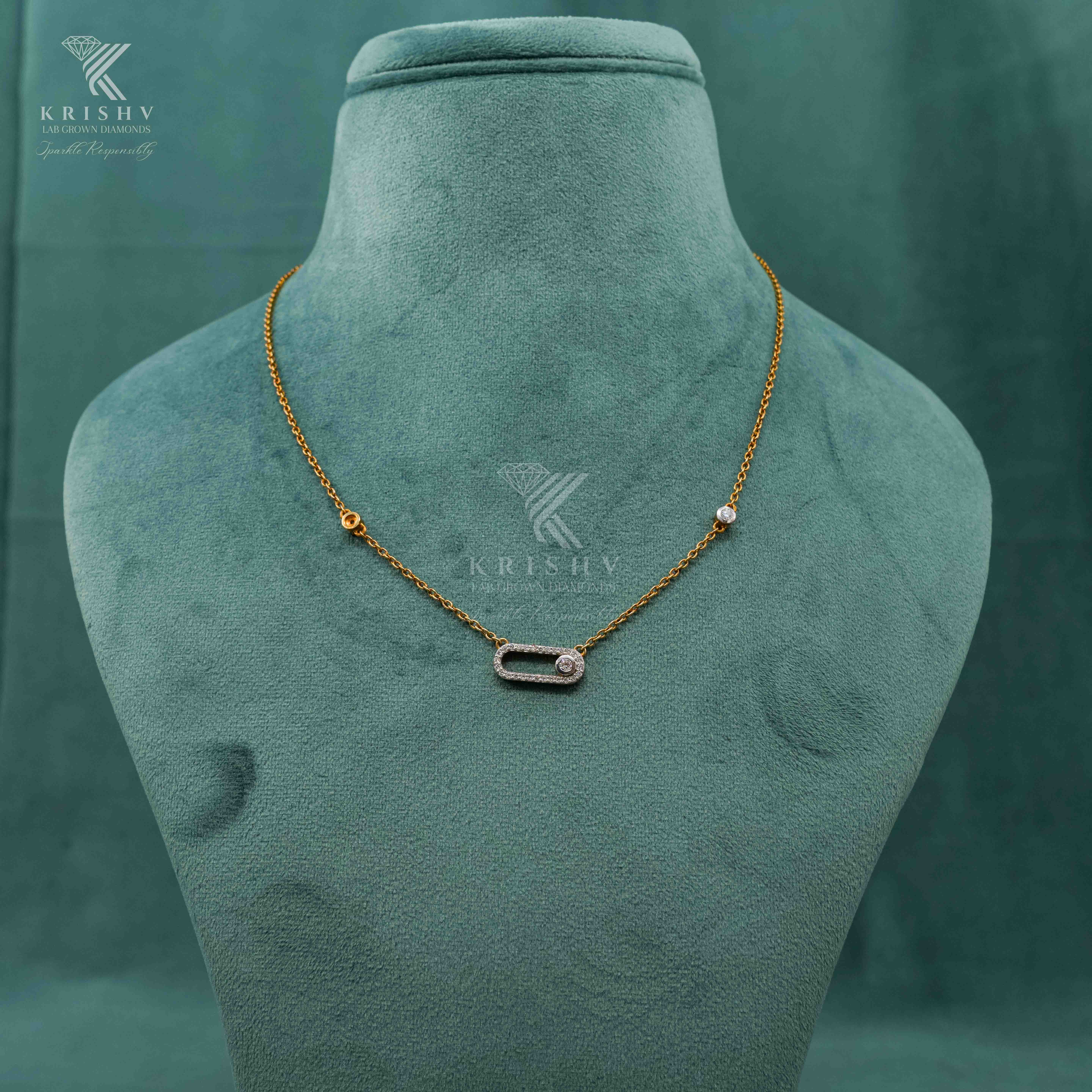 Krishv Lab Grown Diamonds - Silver Diamond Chain Pendent