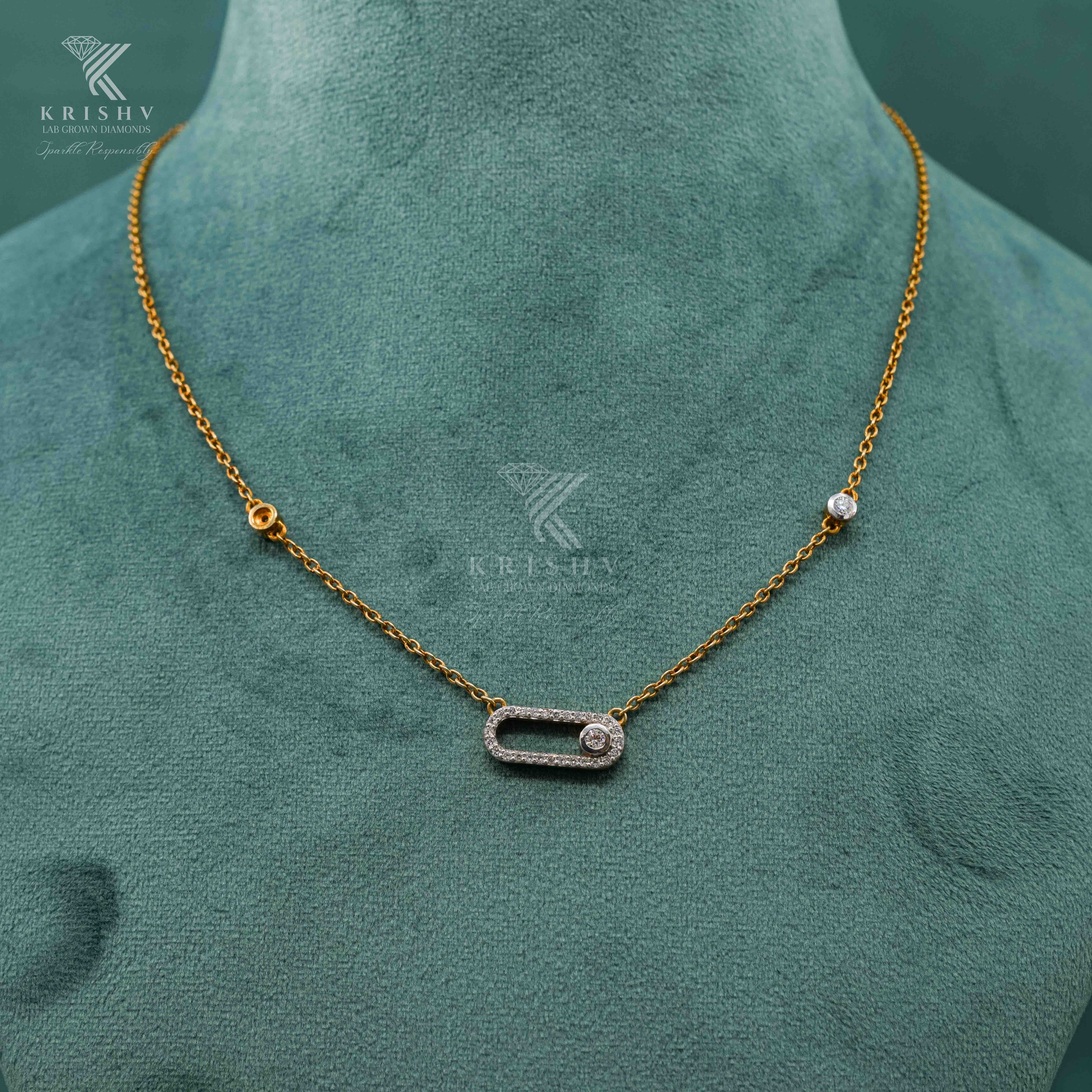 Krishv Lab Grown Diamonds - Silver Diamond Chain Pendent
