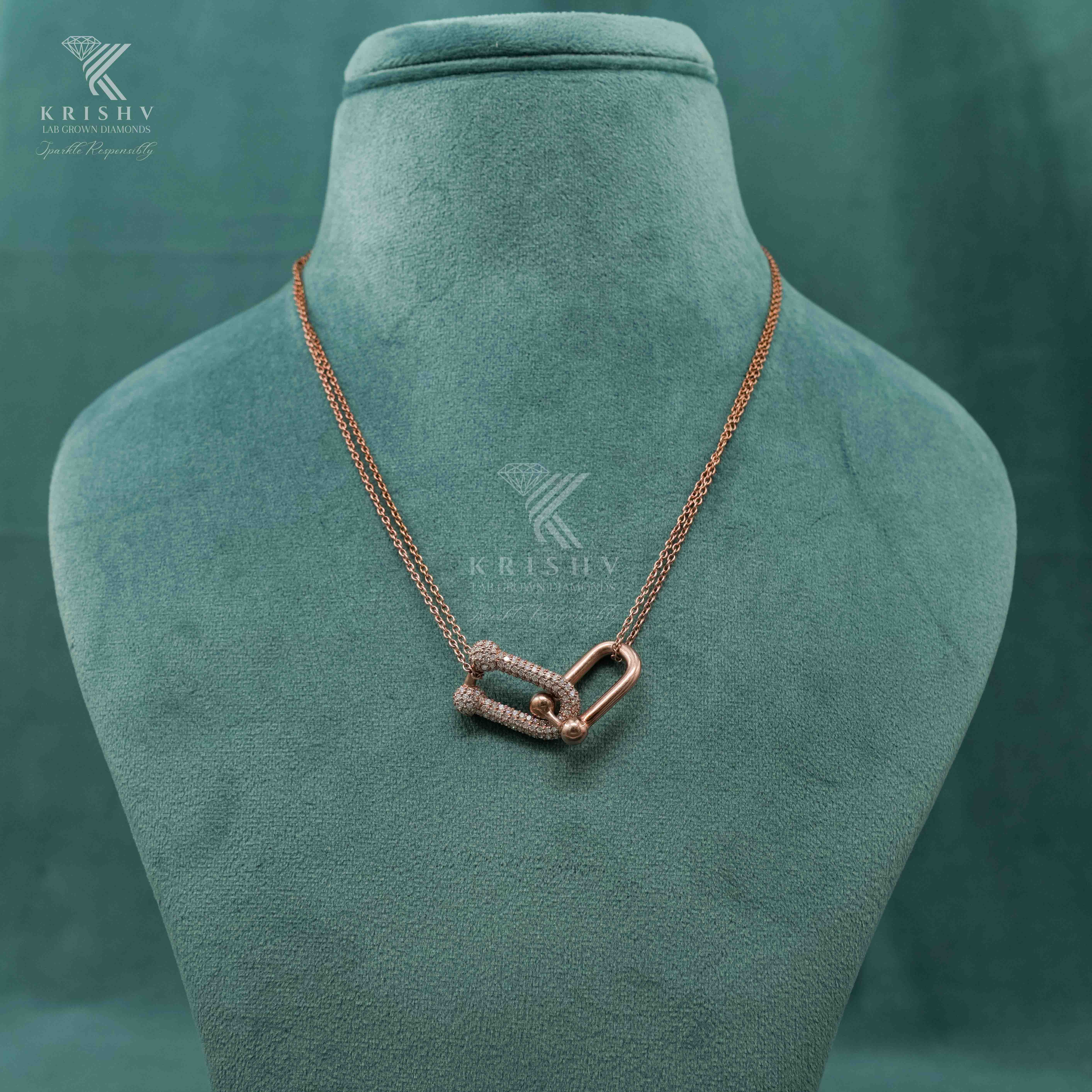 Krishv Lab Grown Diamonds - Silver Diamond Chain Pendent