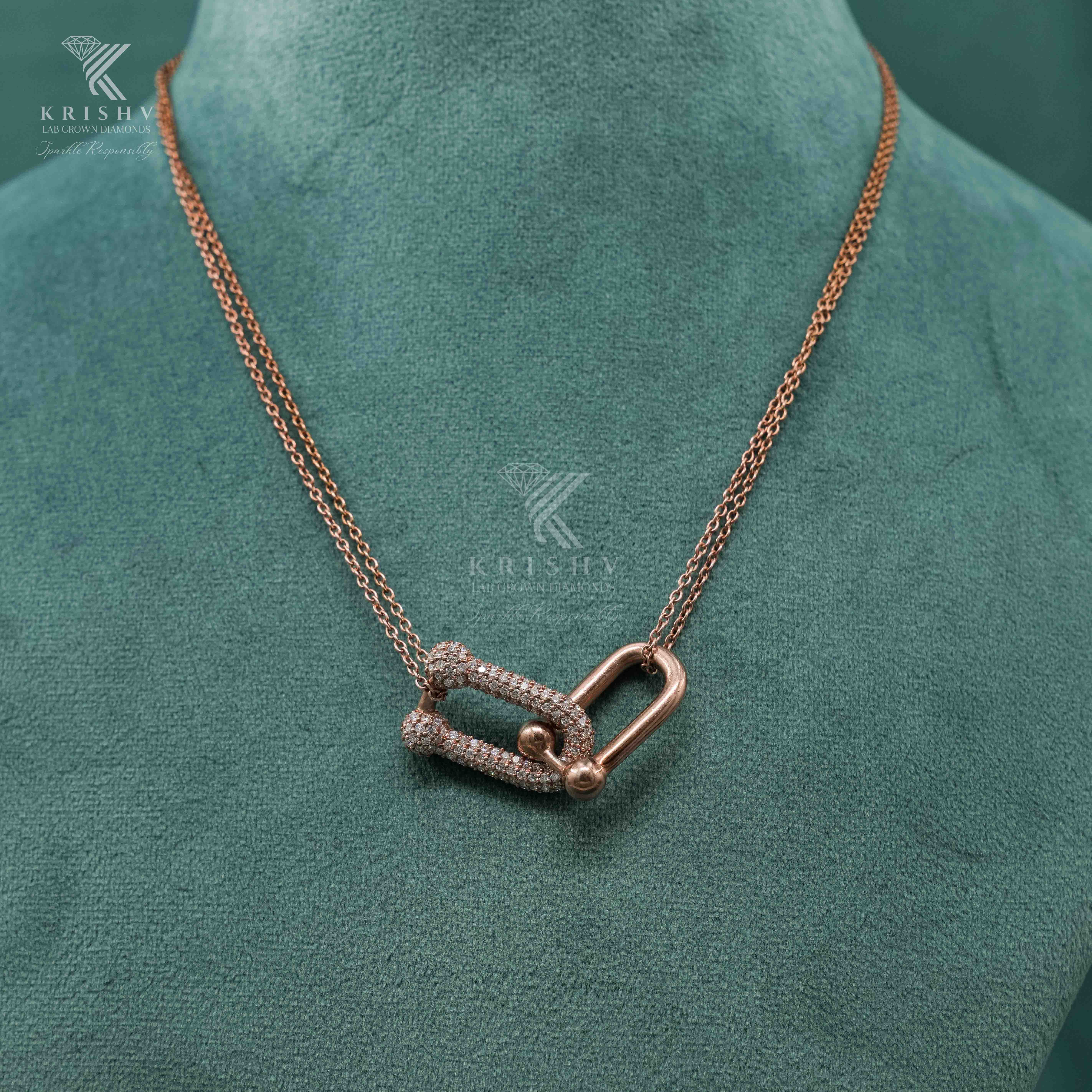 Krishv Lab Grown Diamonds - Silver Diamond Chain Pendent