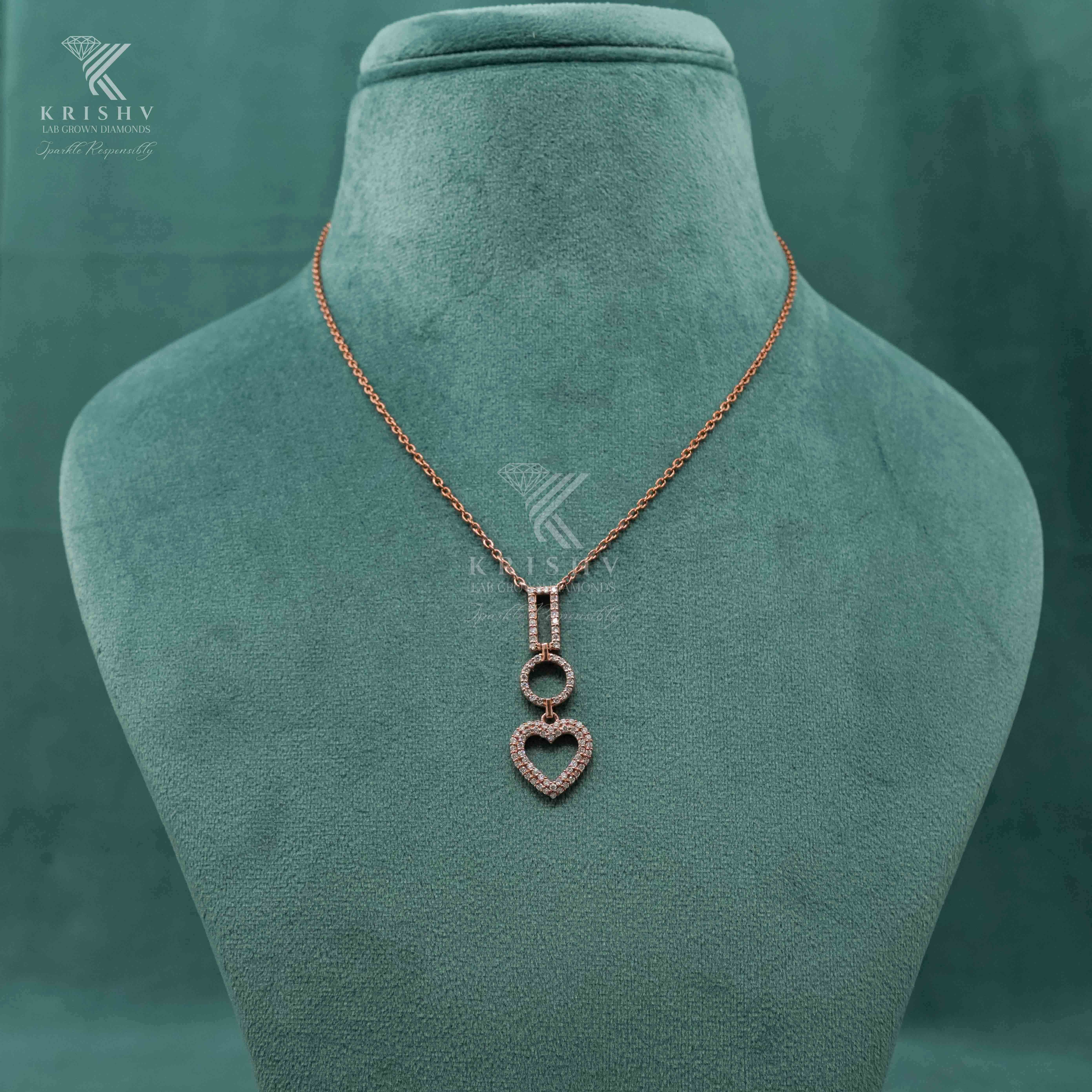 Krishv Lab Grown Diamonds - Silver Diamond Chain Pendent