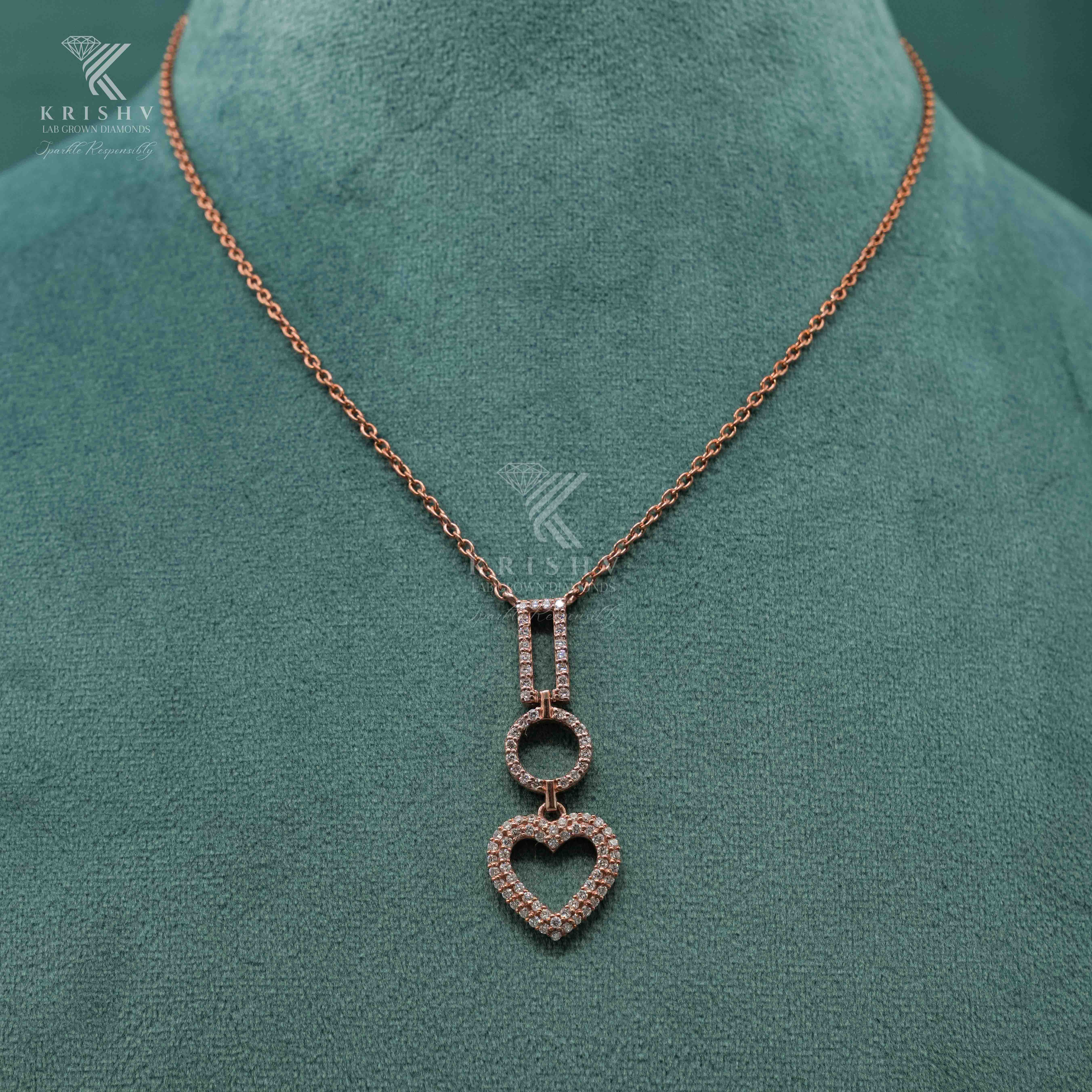 Krishv Lab Grown Diamonds - Silver Diamond Chain Pendent