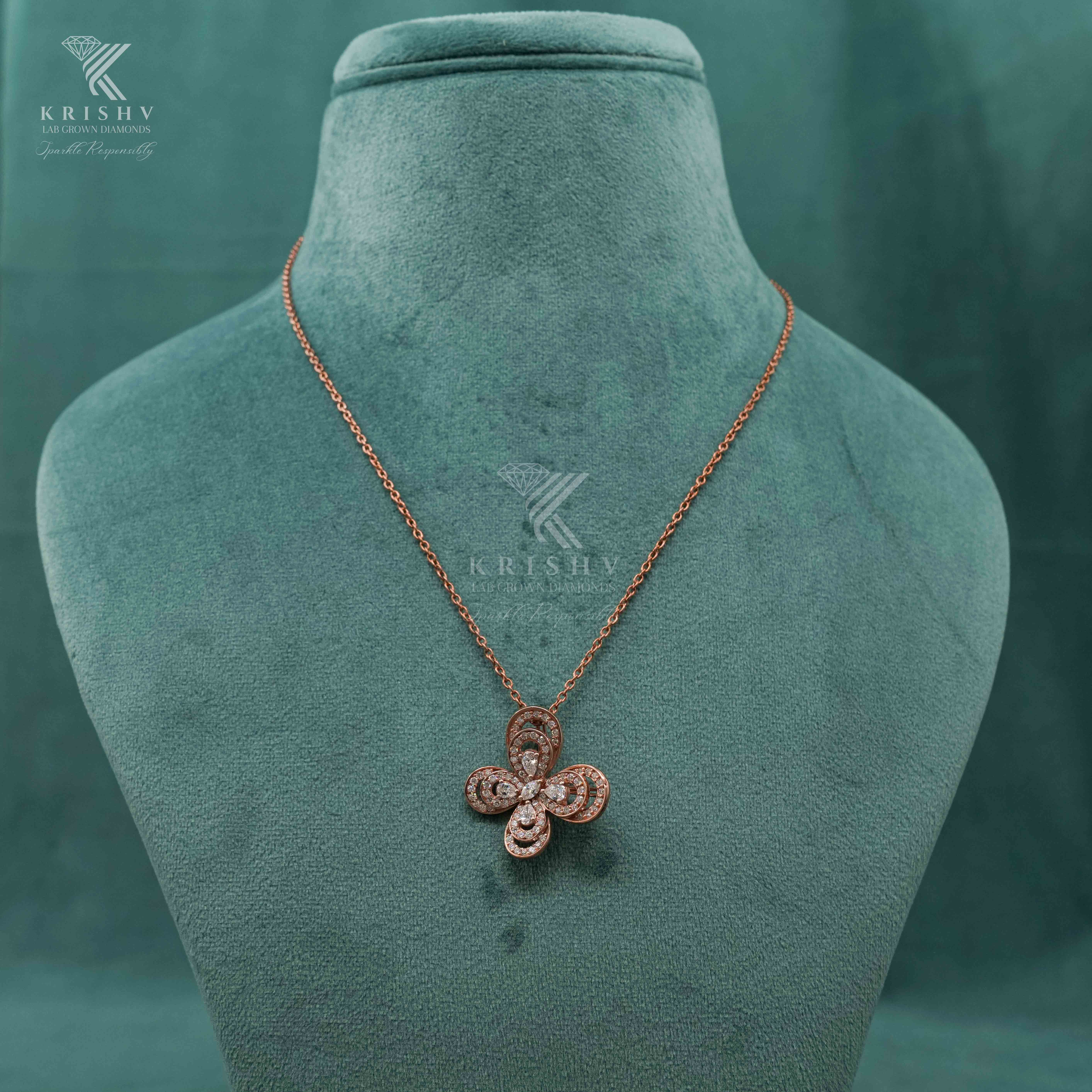 Krishv Lab Grown Diamonds - Silver Diamond Chain Pendent