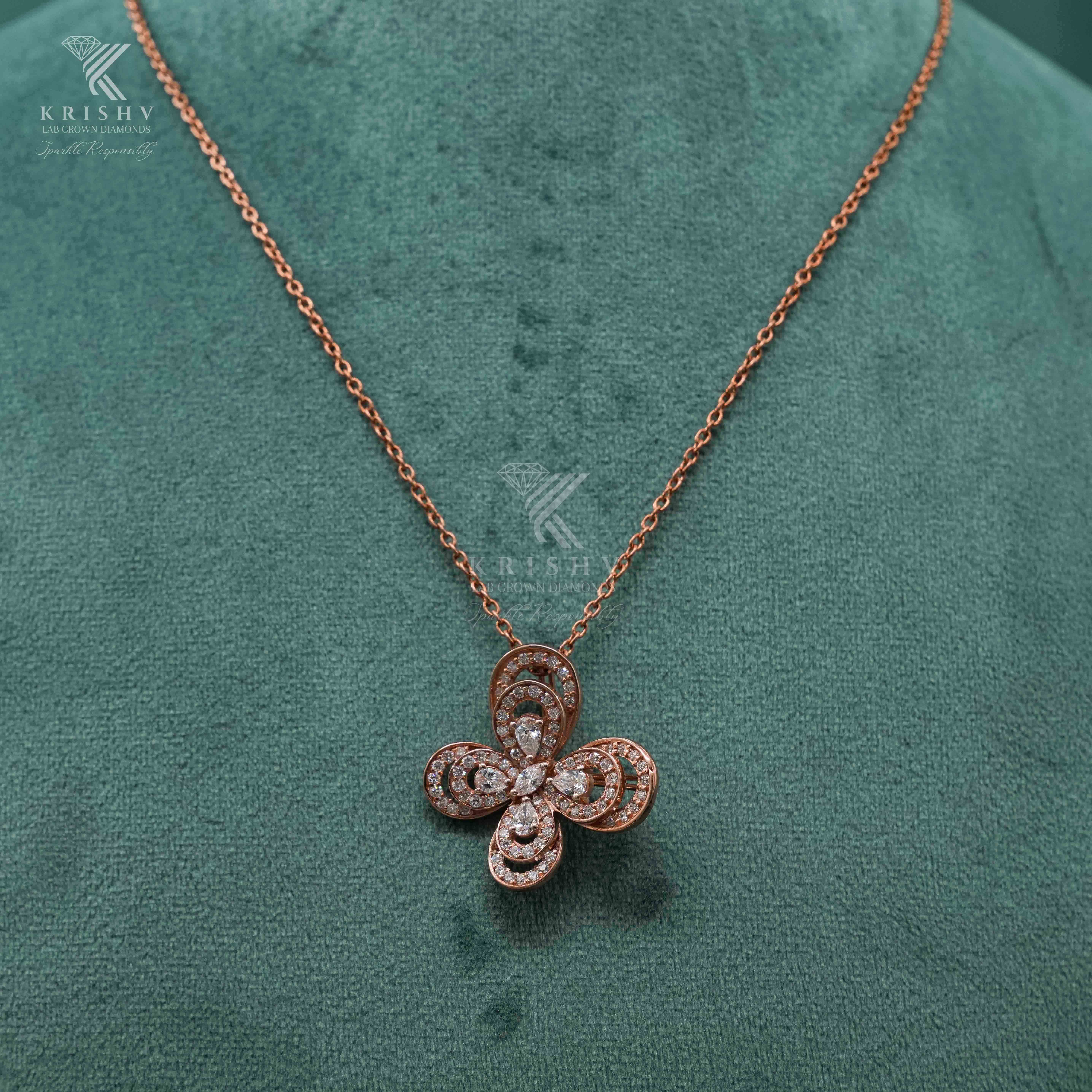 Krishv Lab Grown Diamonds - Silver Diamond Chain Pendent