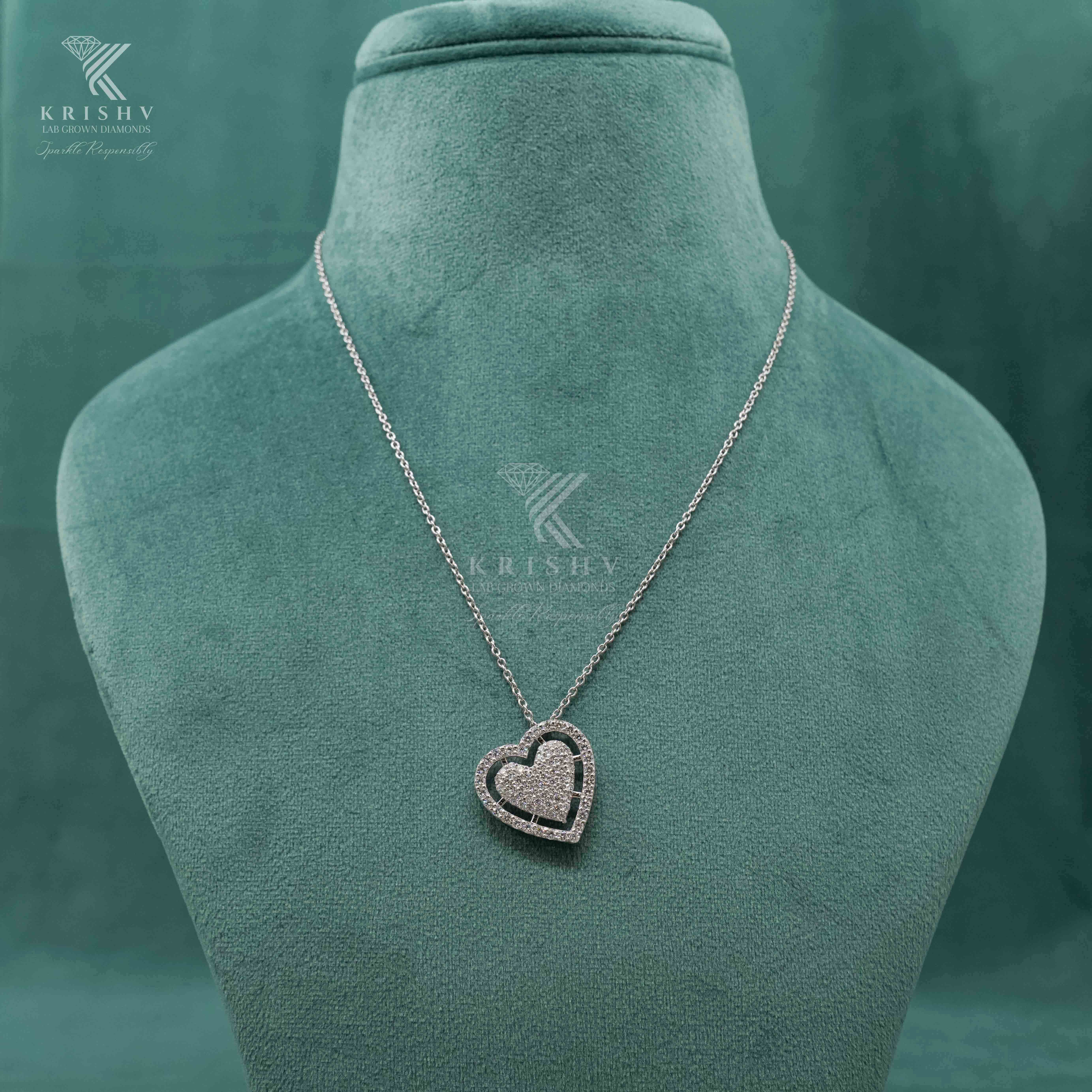 Krishv Lab Grown Diamonds - Silver Diamond Chain Pendent