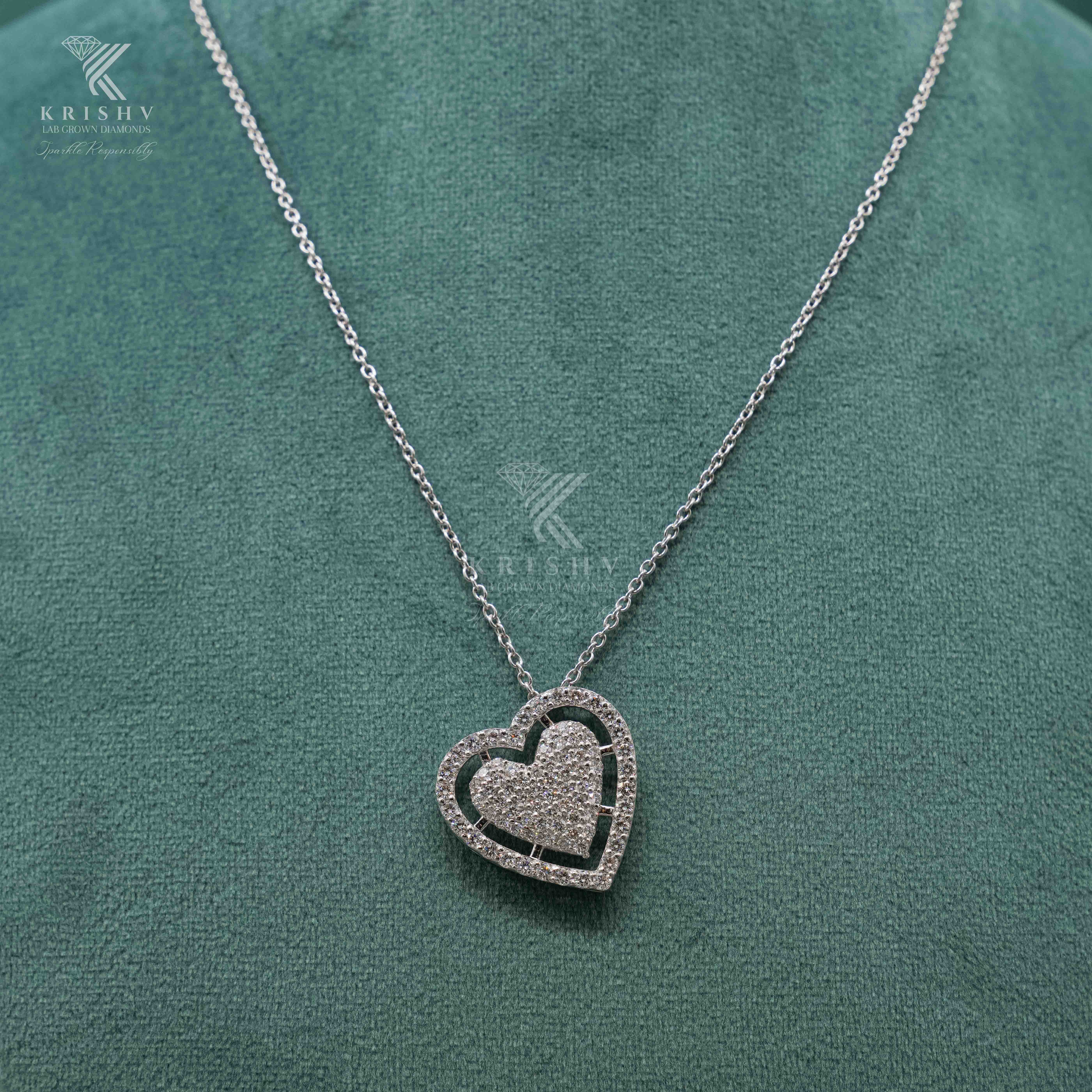 Krishv Lab Grown Diamonds - Silver Diamond Chain Pendent
