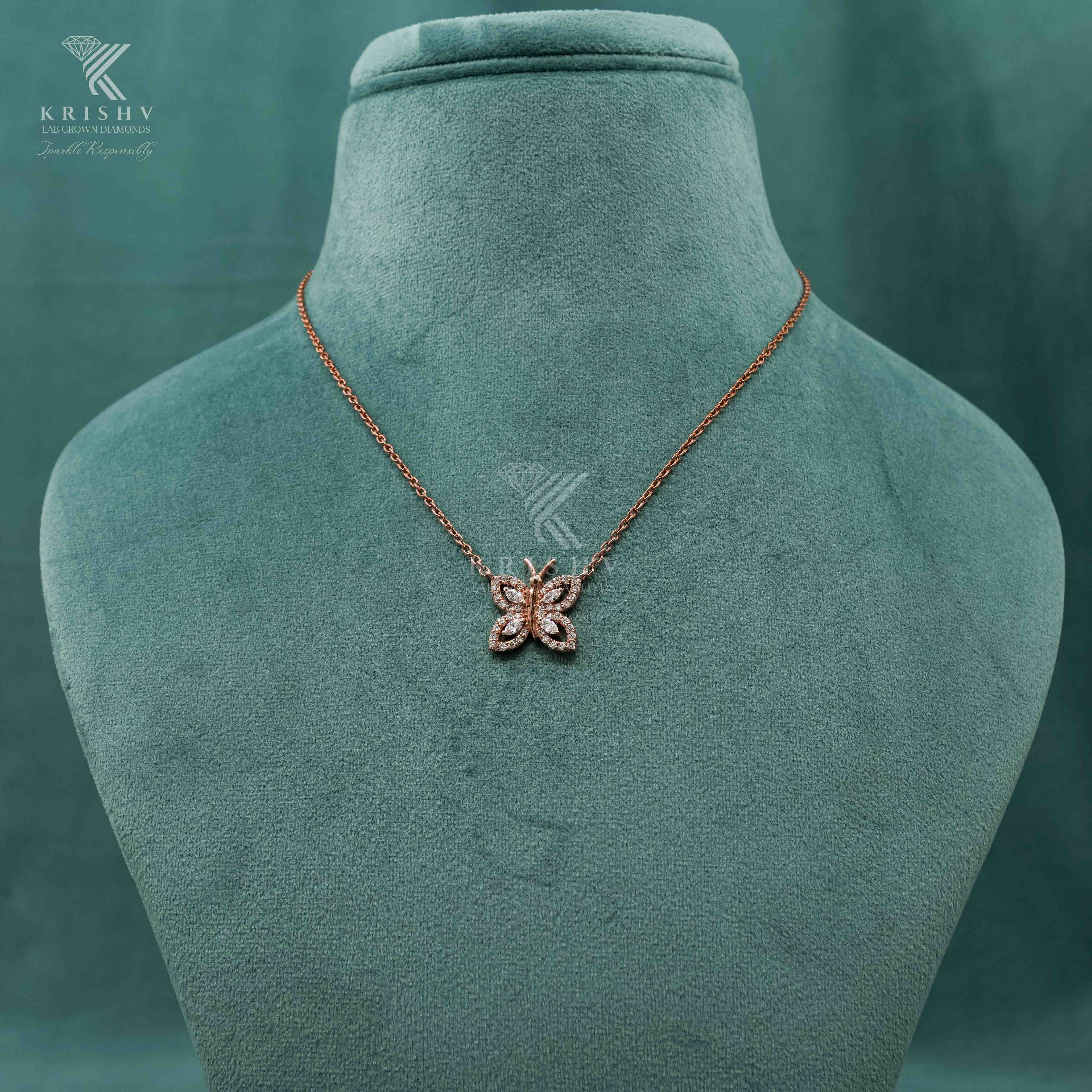 Krishv Lab Grown Diamonds - Silver Diamond Chain Pendent