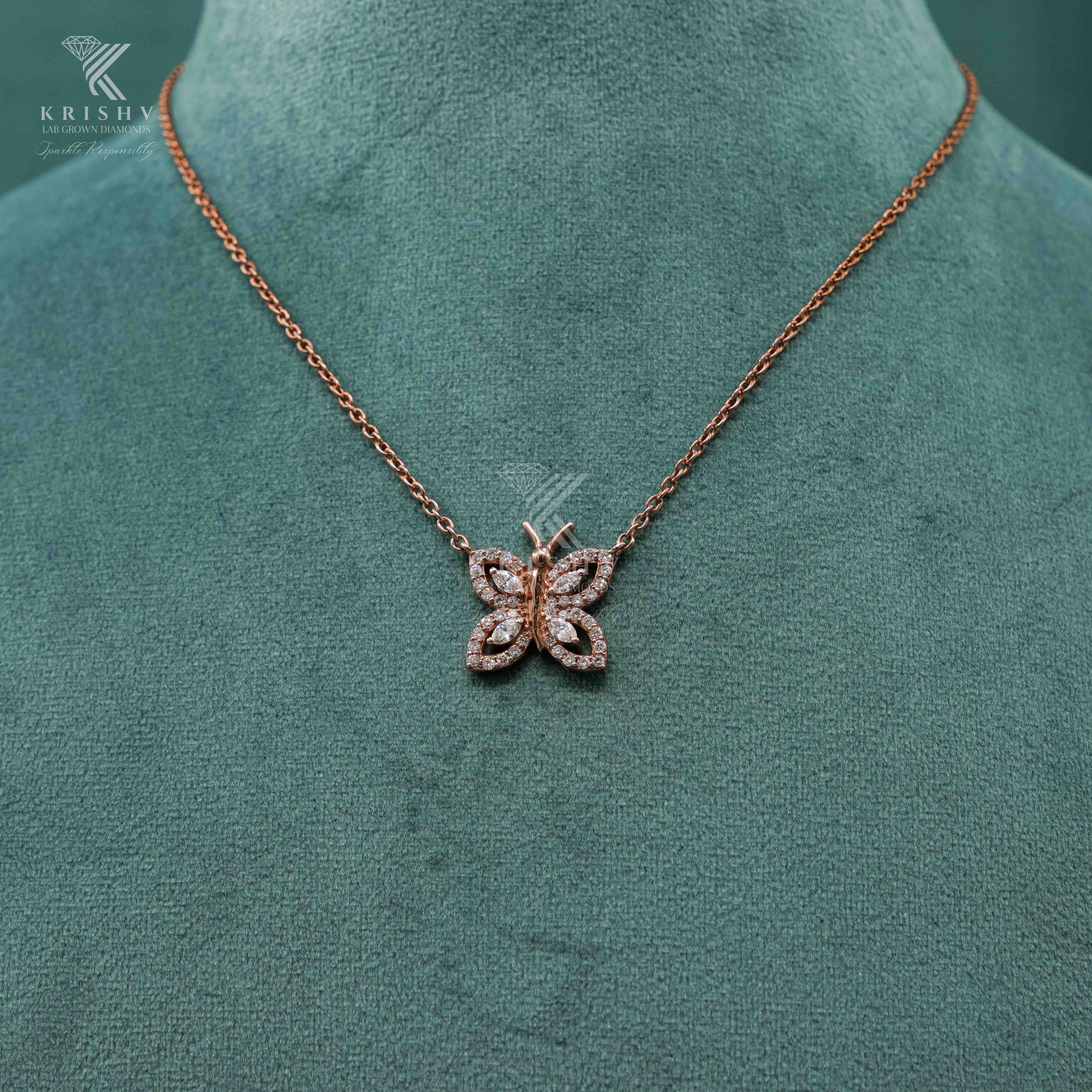 Krishv Lab Grown Diamonds - Silver Diamond Chain Pendent