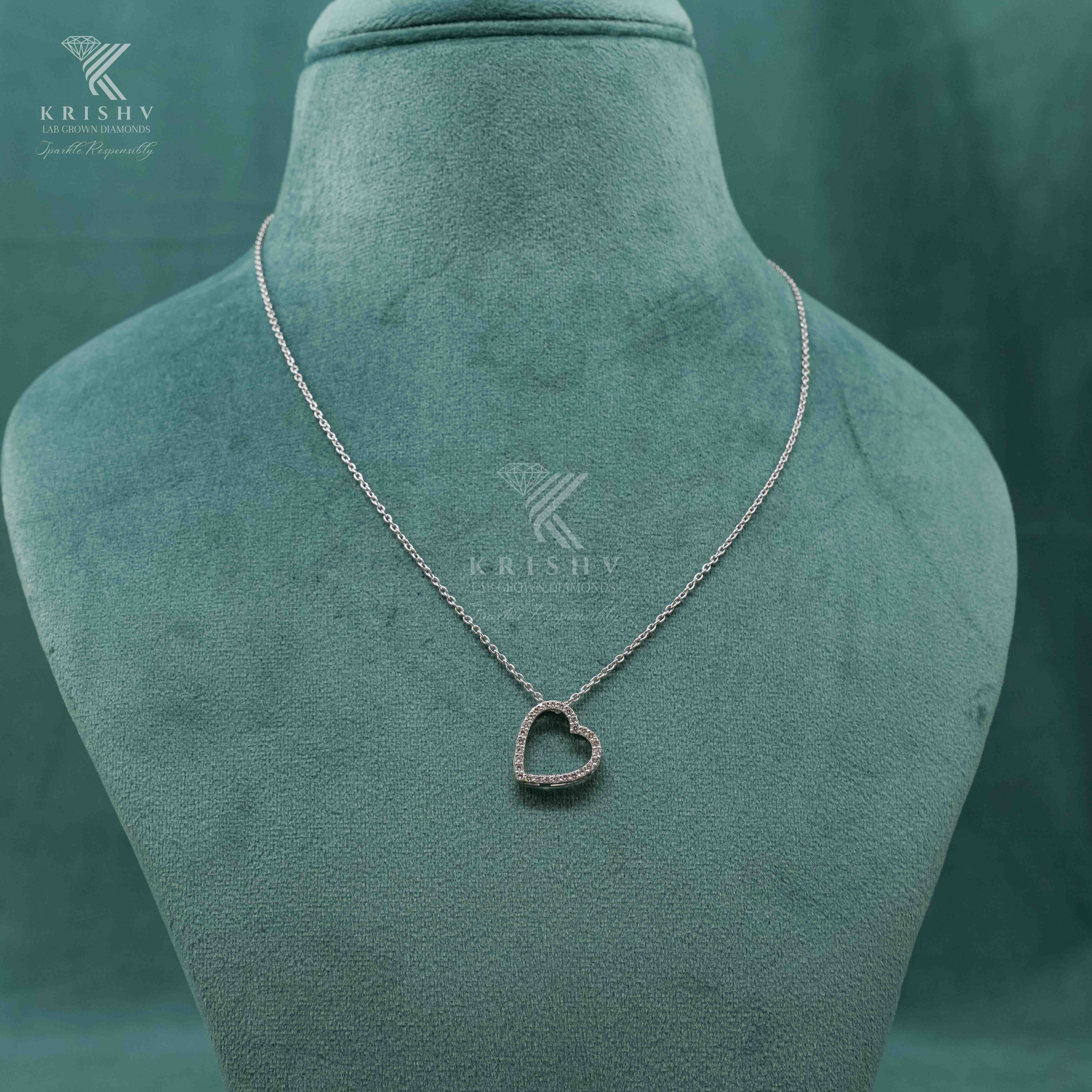Krishv Lab Grown Diamonds - Silver Diamond Chain Pendent