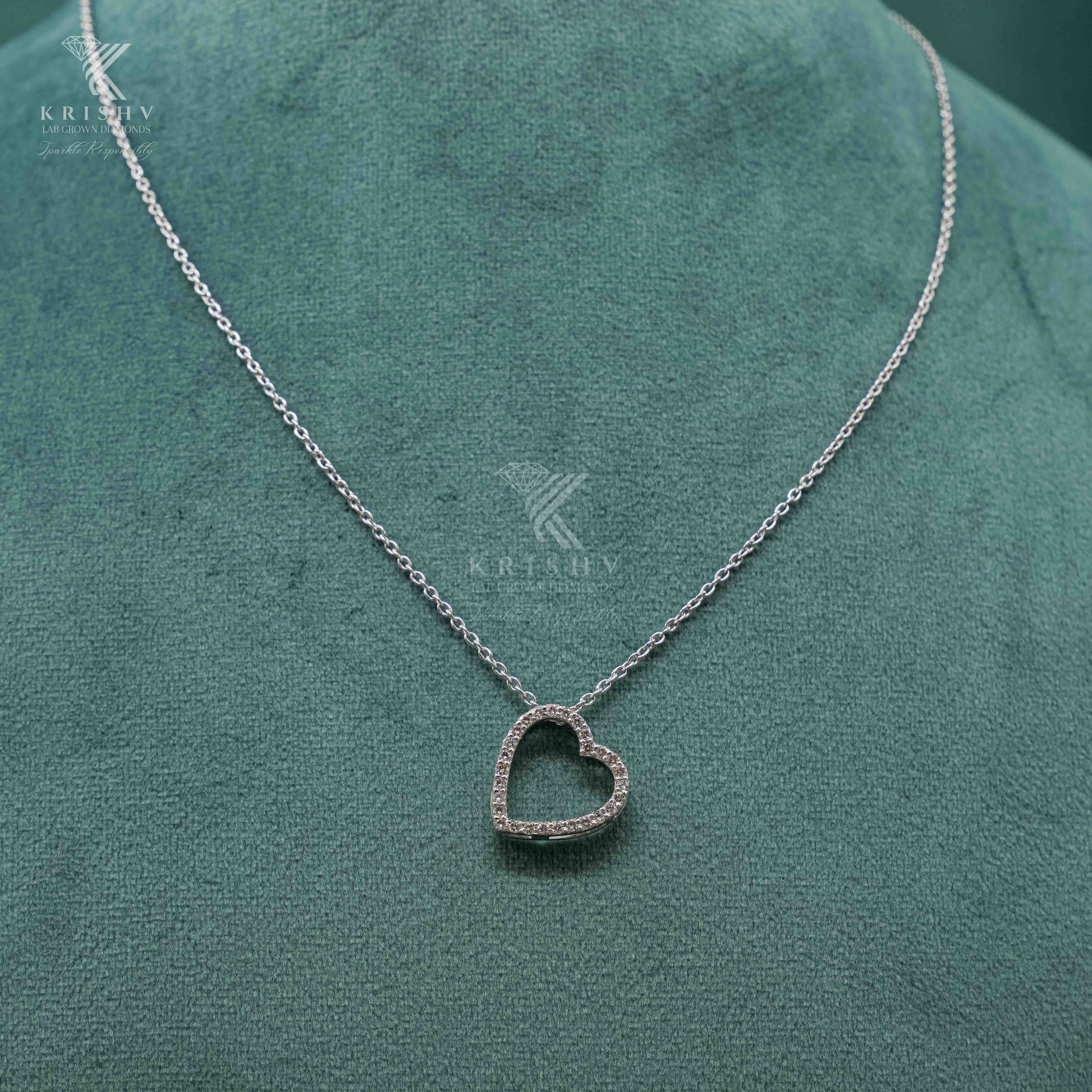 Krishv Lab Grown Diamonds - Silver Diamond Chain Pendent