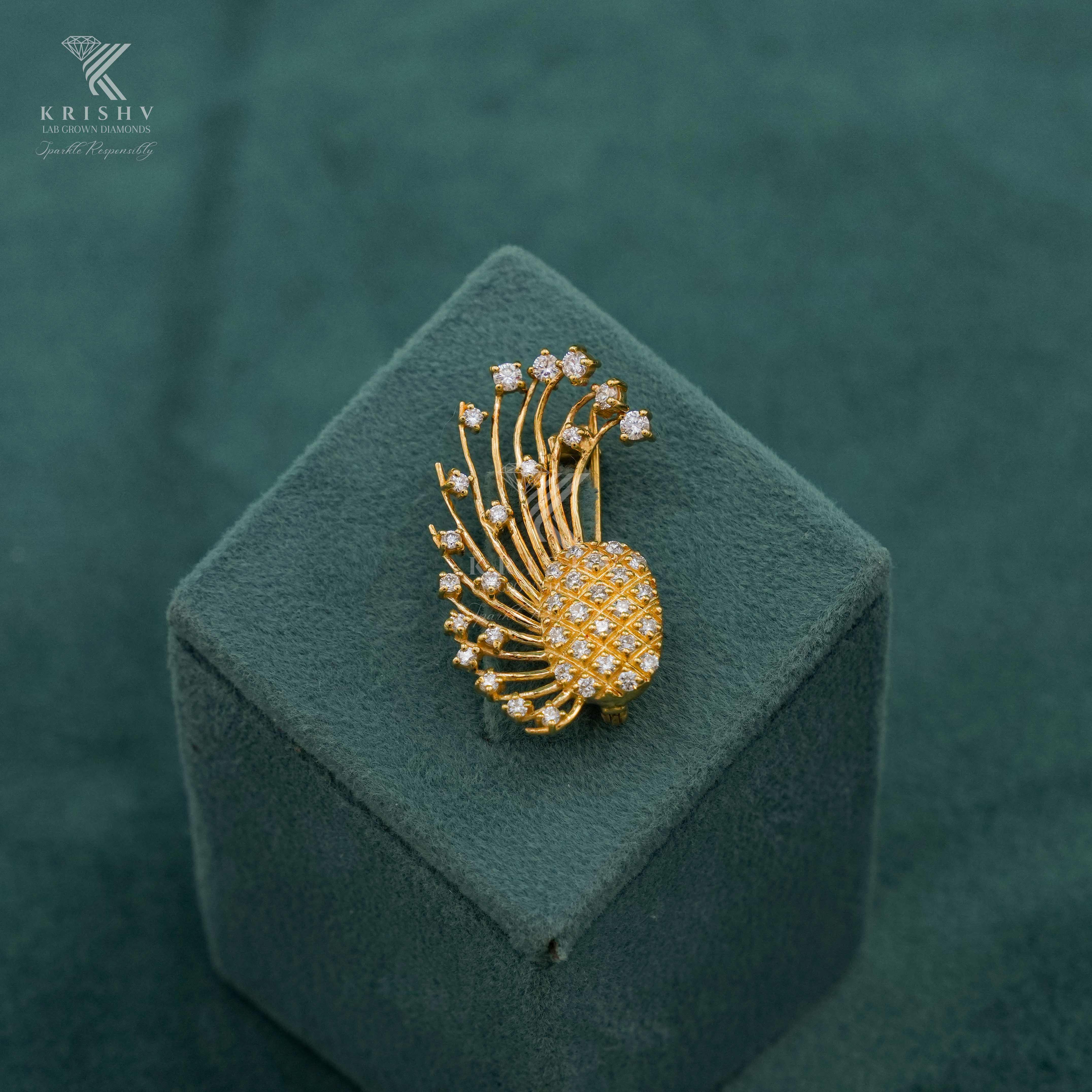 Krishv Lab Grown Diamonds - Silver Diamond Brooches