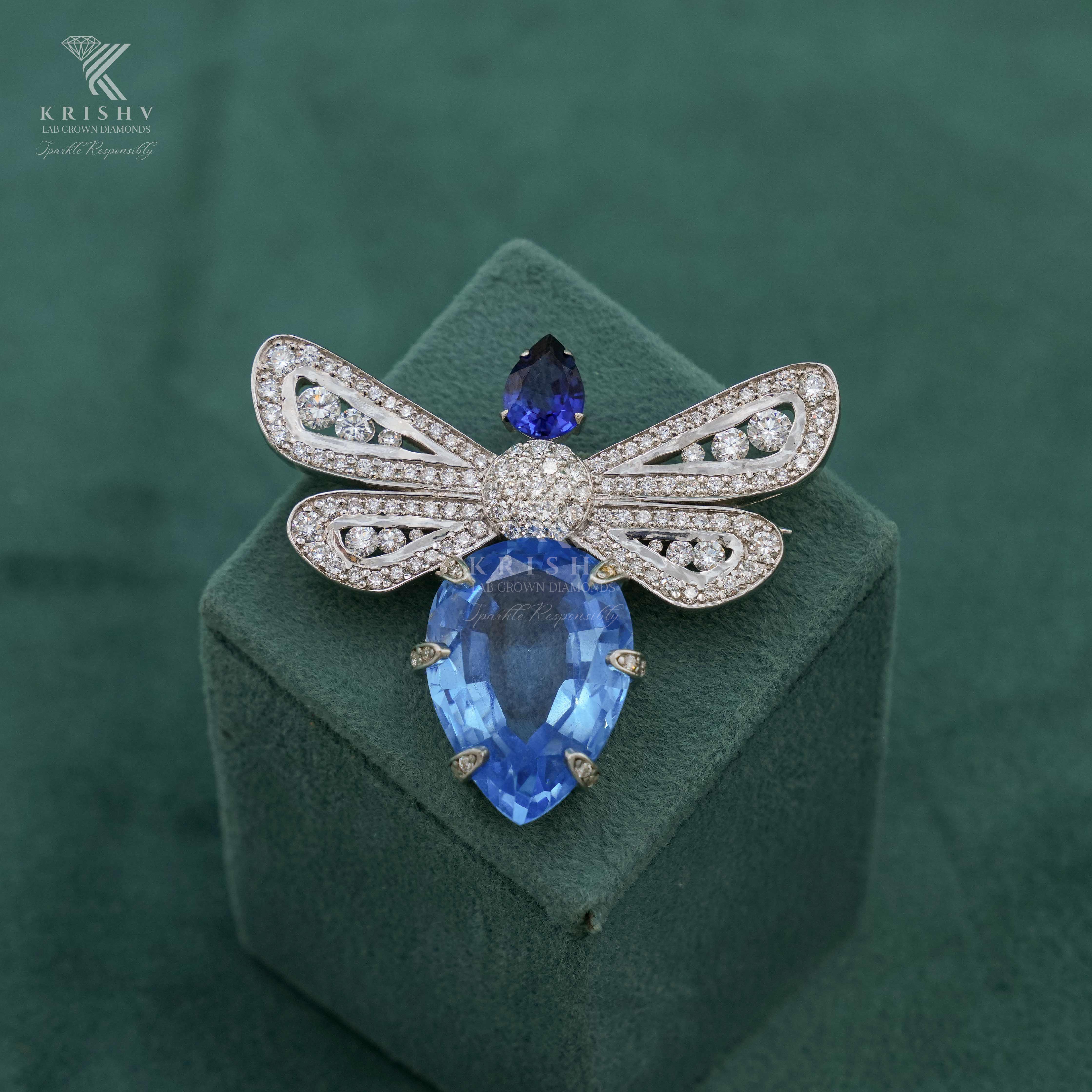 Krishv Lab Grown Diamonds - Silver Diamond Brooches