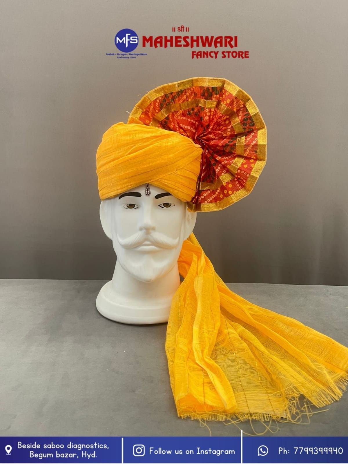 Mango Chunri Turra Barati Pagdi Fabric